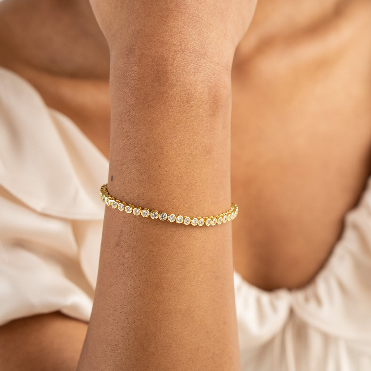 18K Gold Round Brilliant Tennis Bracelet
