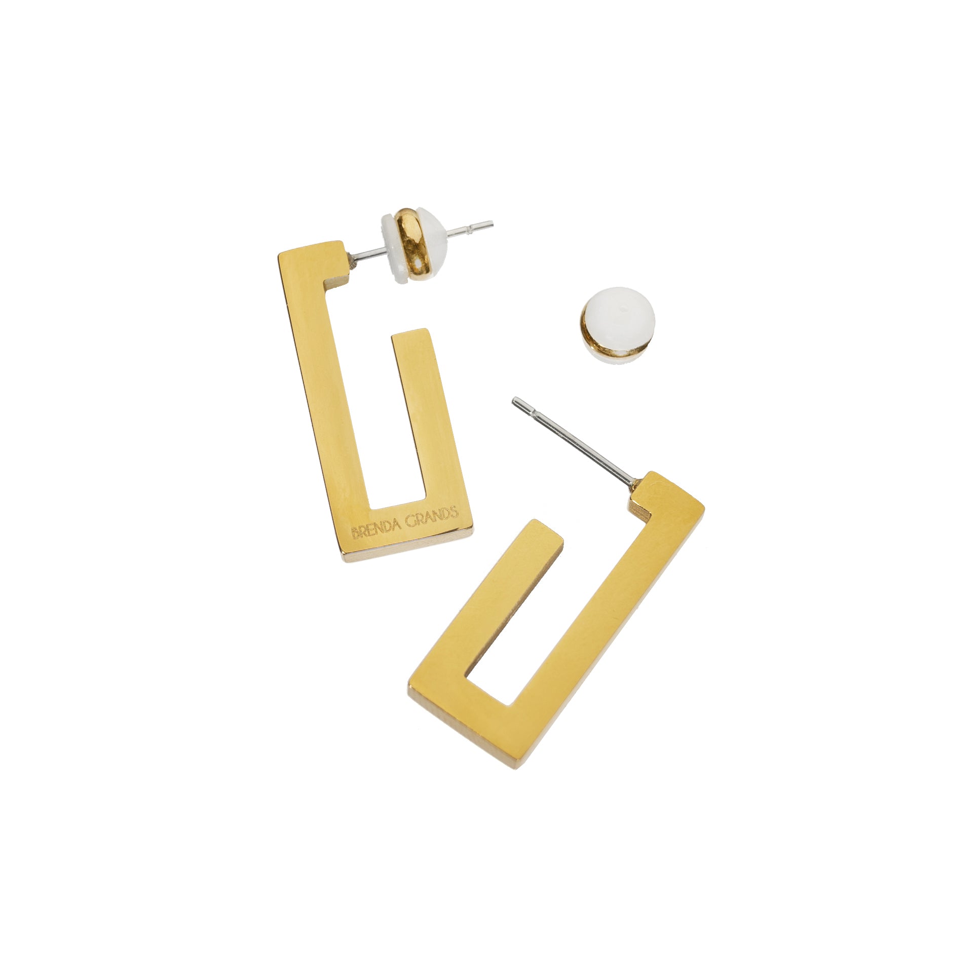 Waterproof Gold Rectanglular Hoops