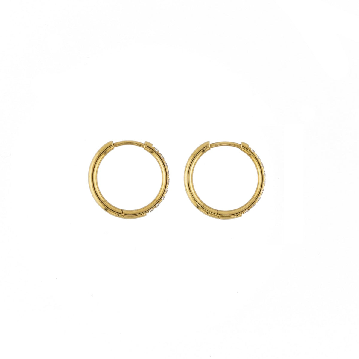 Waterproof Gold 18mm Round Brilliant Hoops