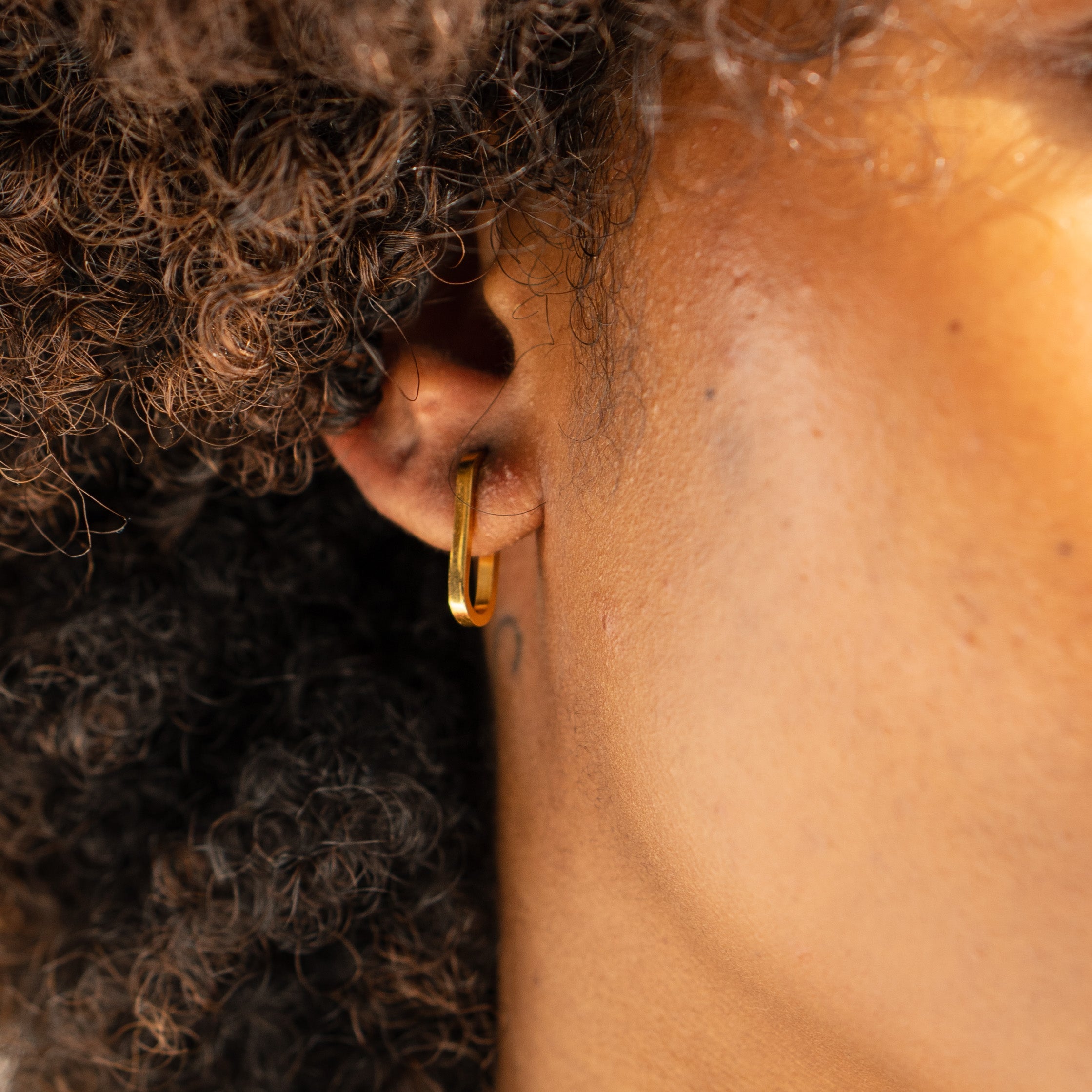 Waterproof Gold Paperclip Hoops