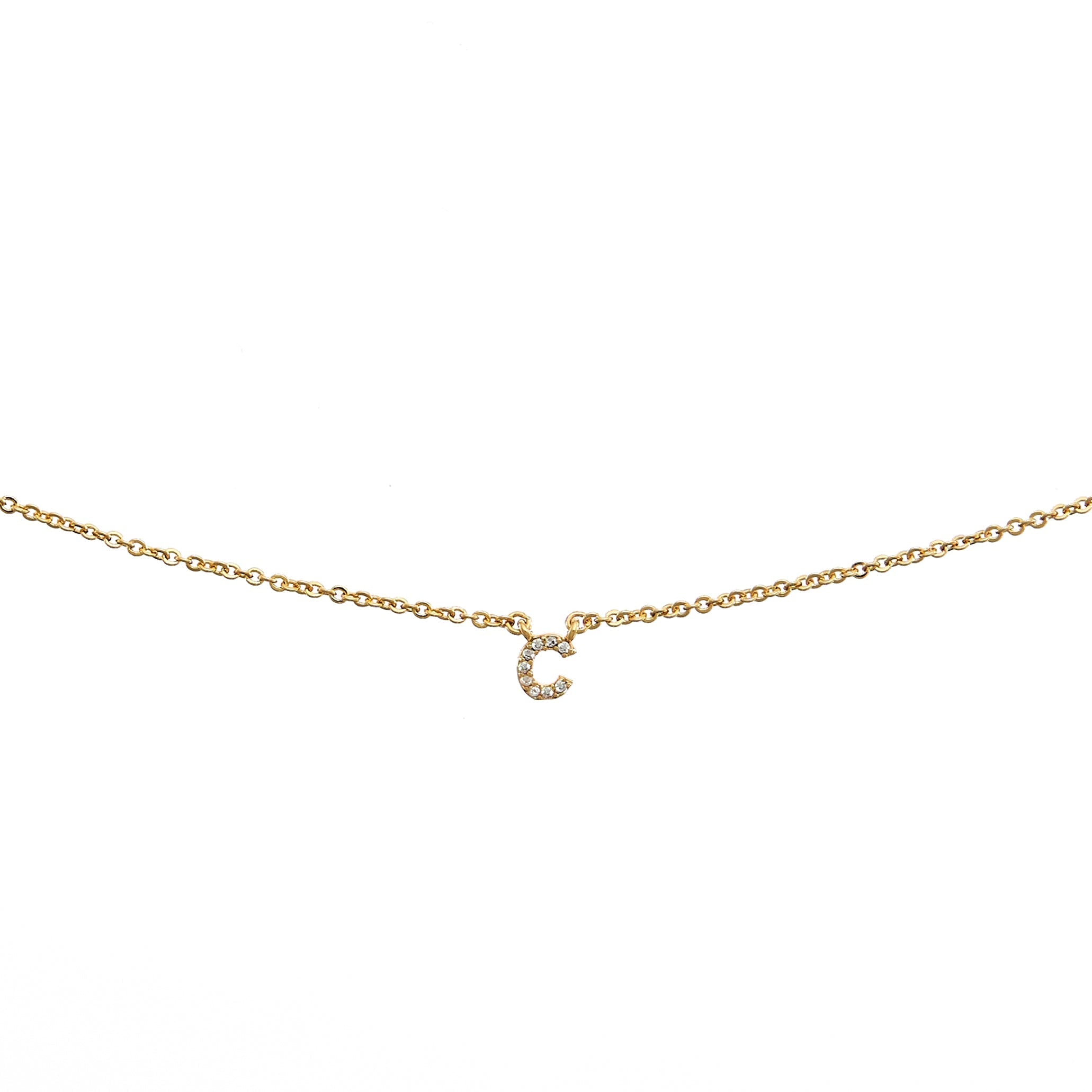 18K Gold Dainty Shiny Initial Necklace