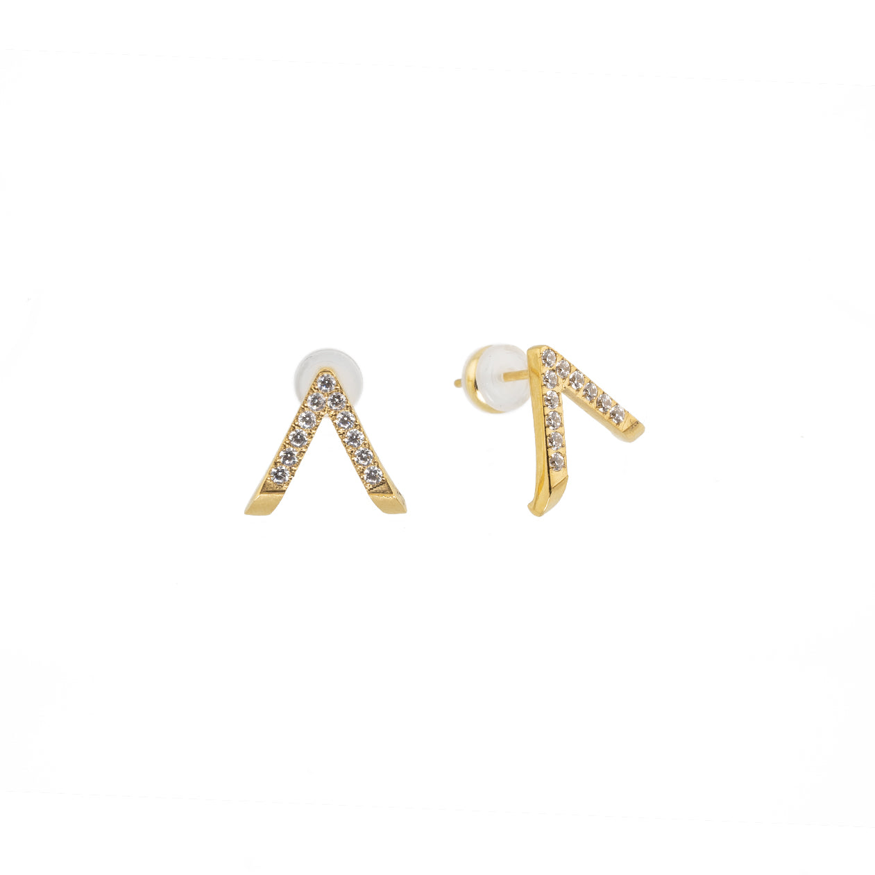 Waterproof Gold Diamond V Studs