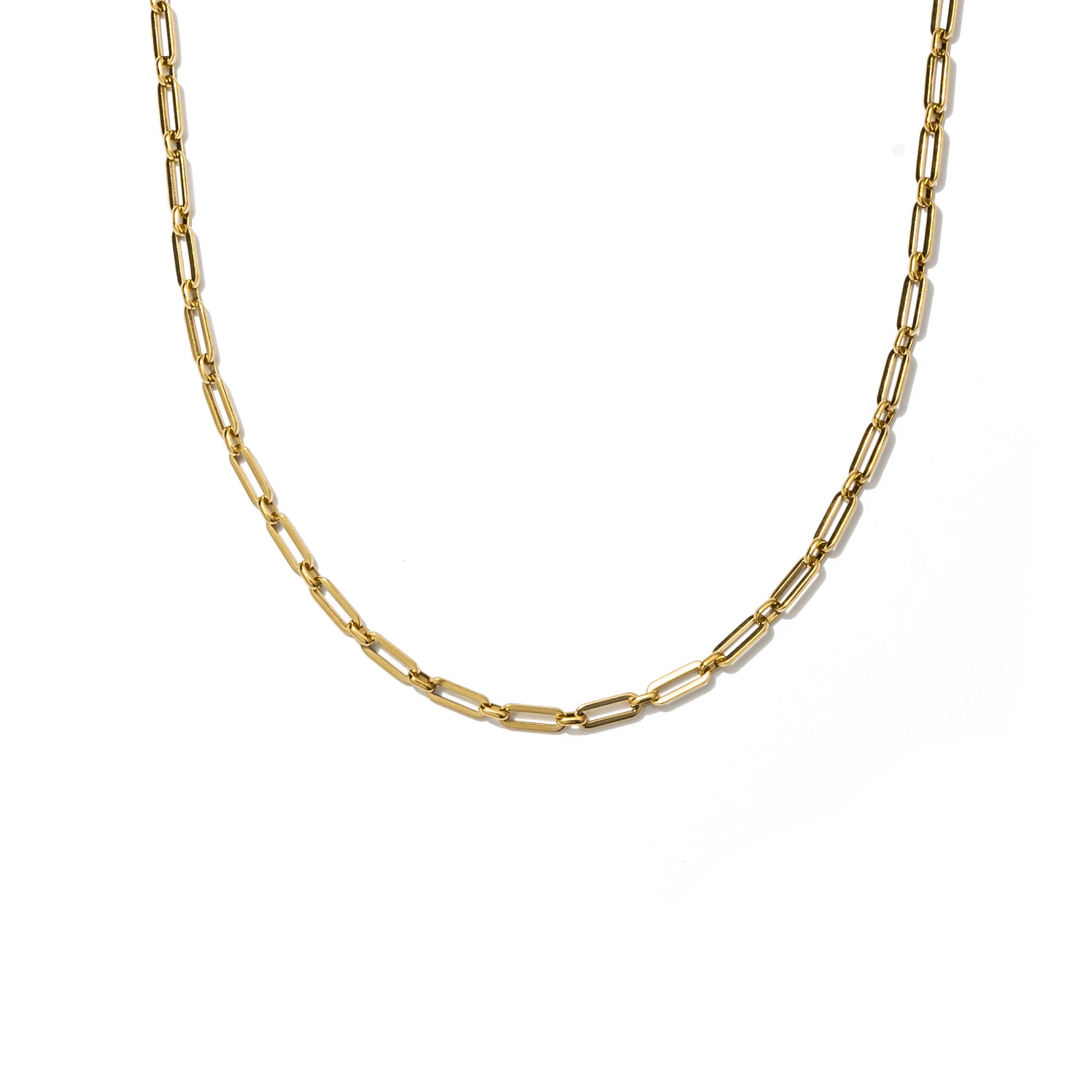 Waterproof Gold Paperclip Chain Necklace