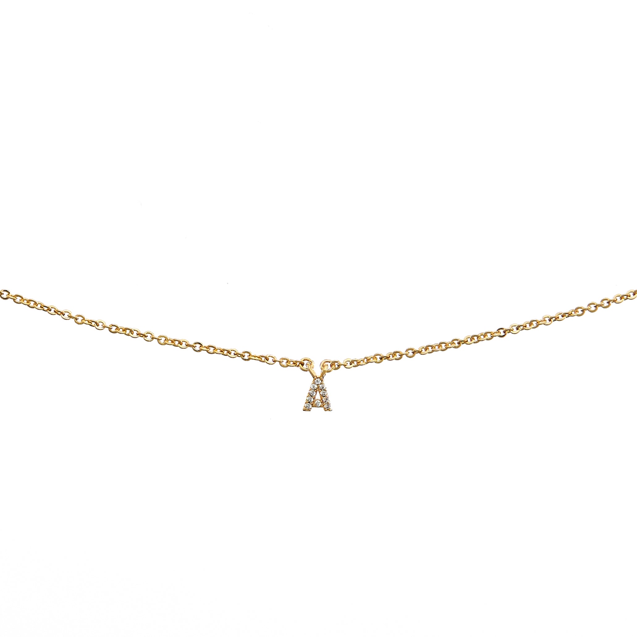 18K Gold Dainty Shiny Initial Necklace