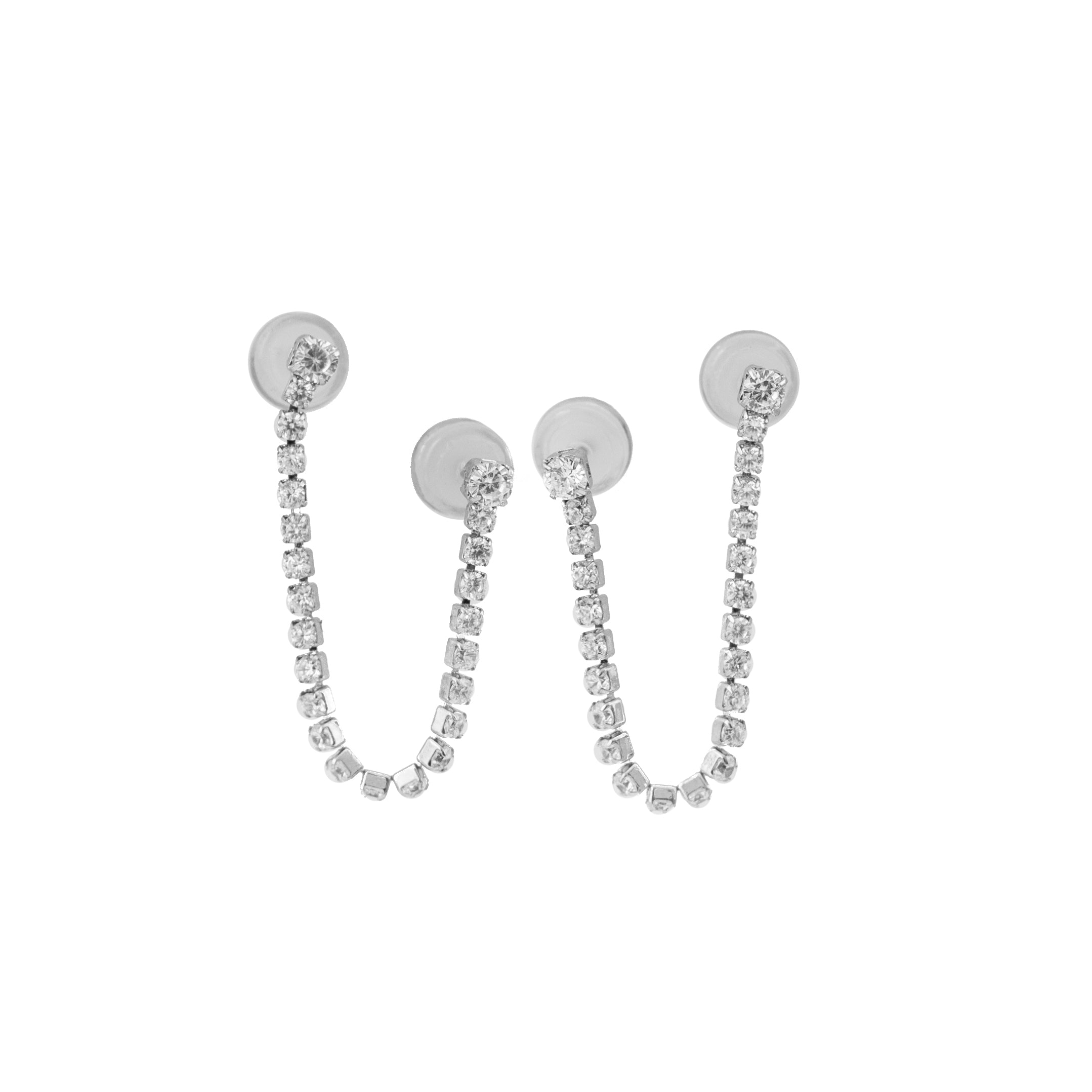 Waterproof Silver Tennis Double Studs