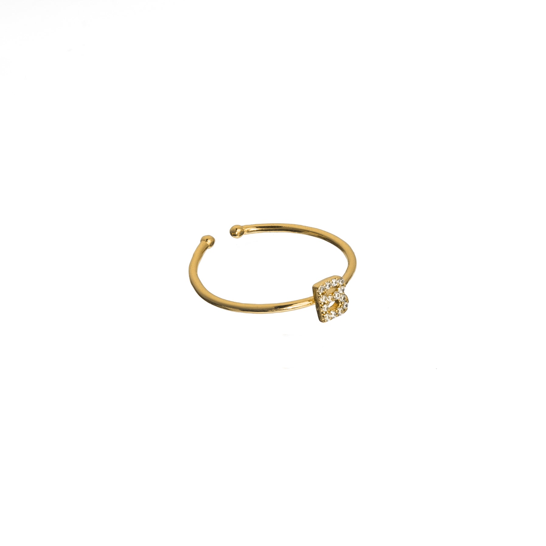 18K Gold Shiny Adjustable Initial Ring