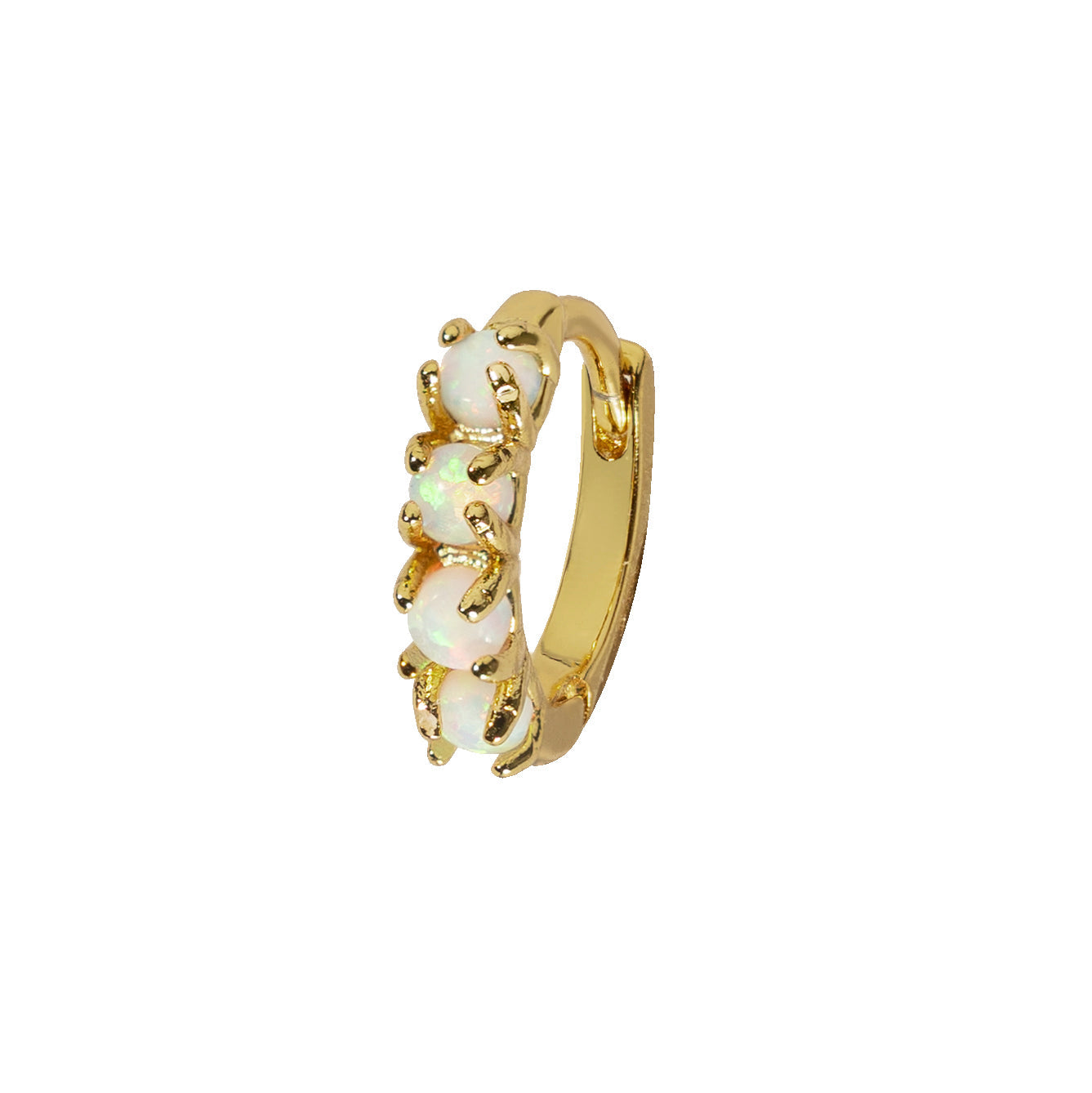 18K Gold Opal Huggies