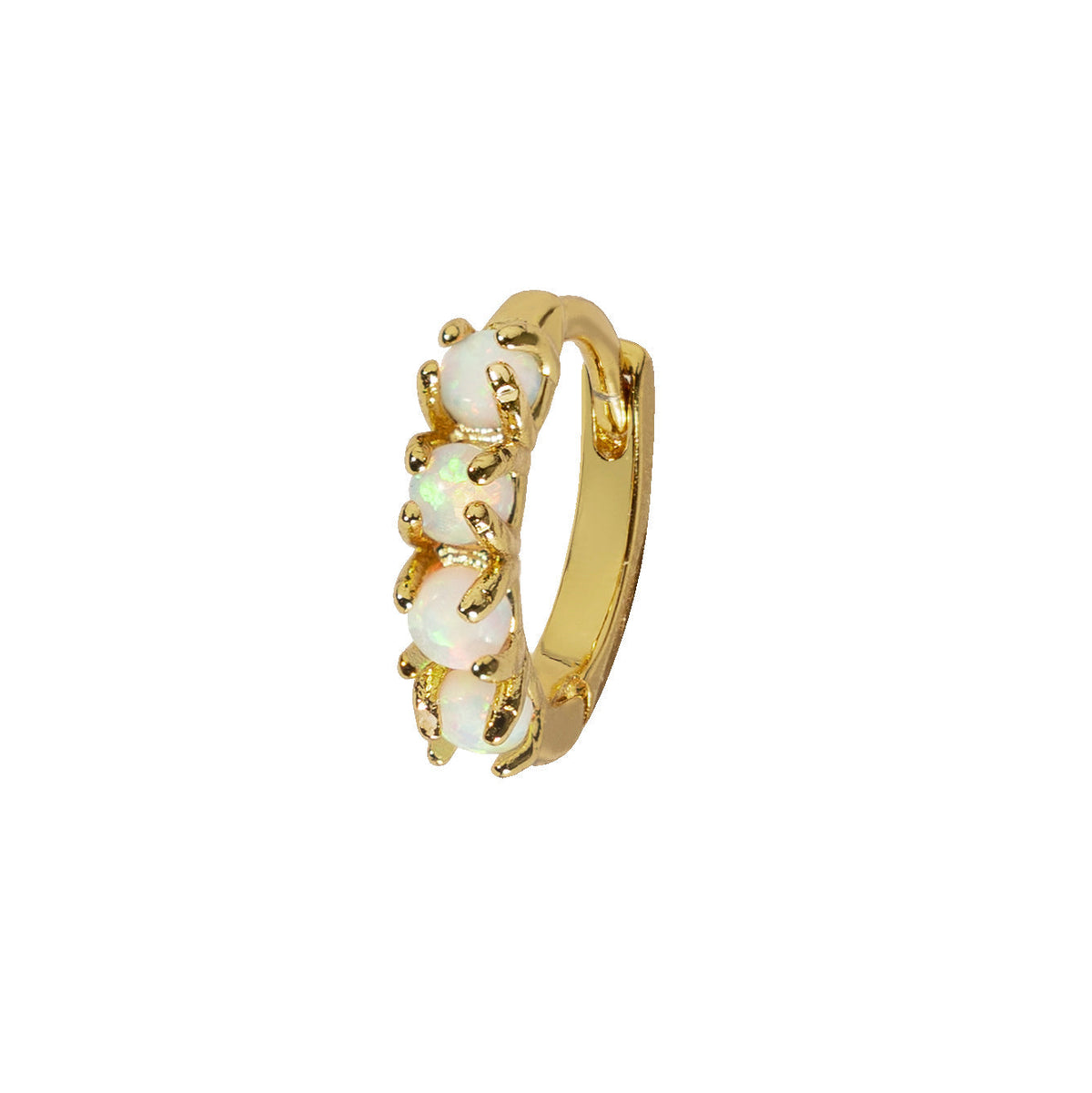 18K Gold Opal Huggies