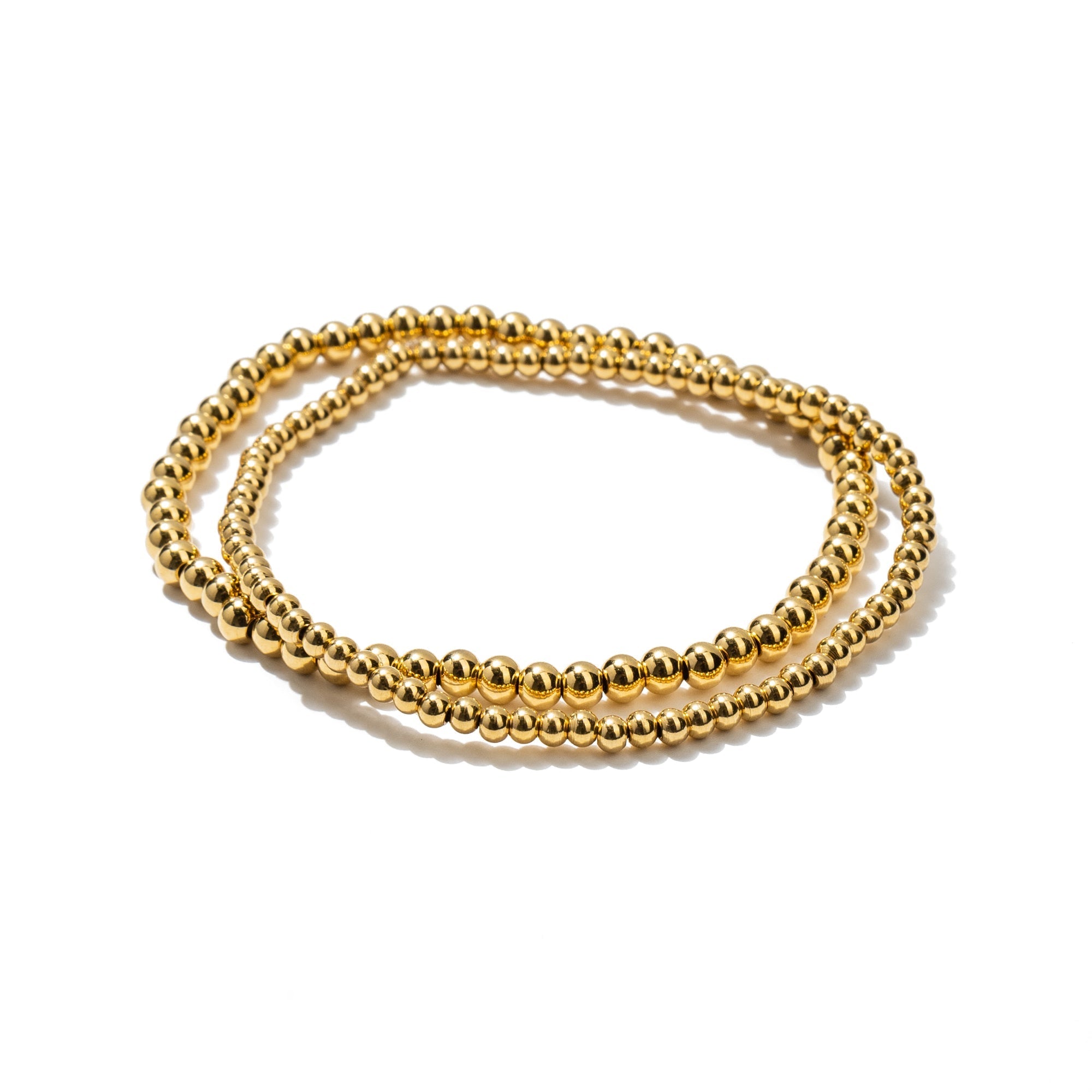 Waterproof Dainty Gold Double Beaded Bracelet Set