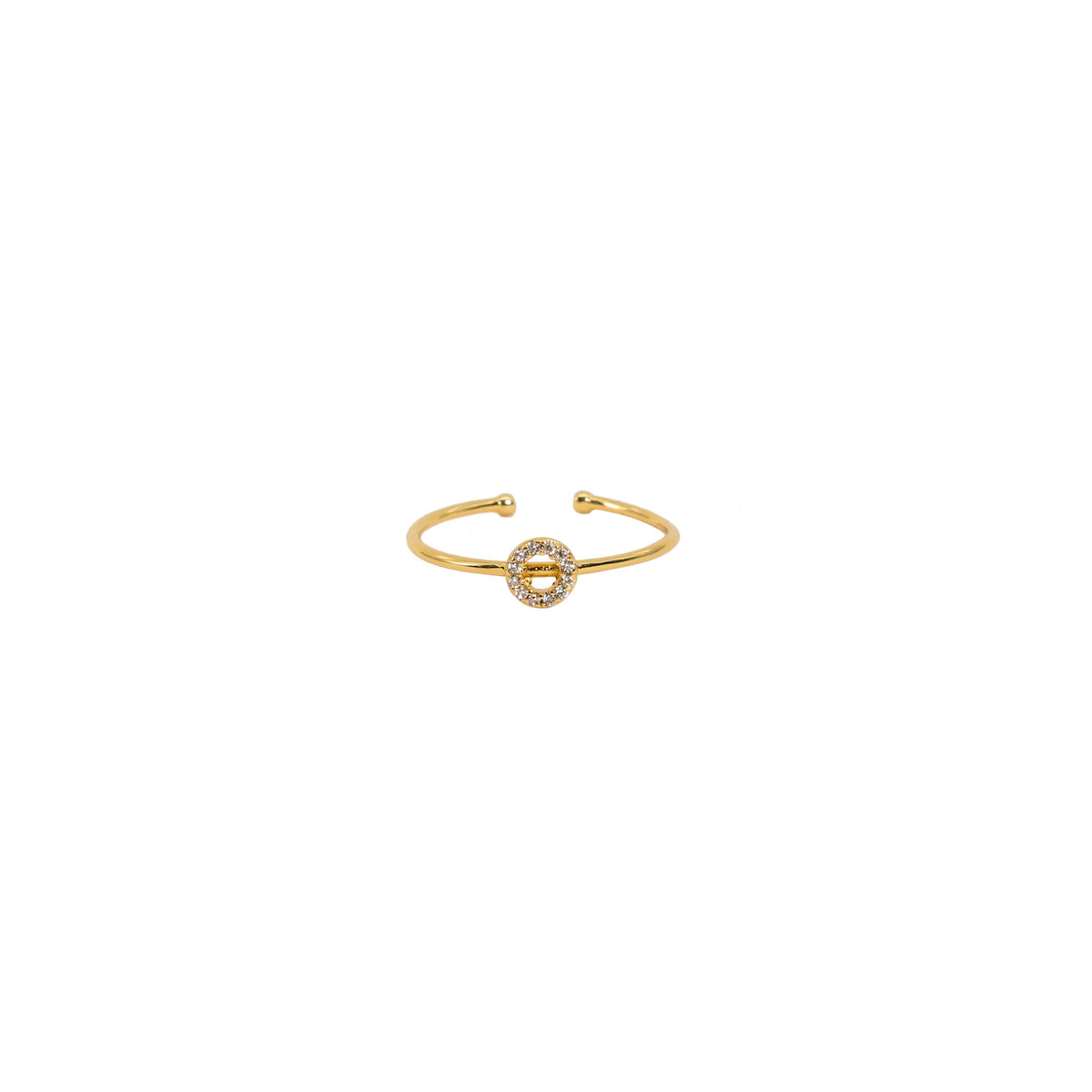 18K Gold Shiny Adjustable Initial Ring
