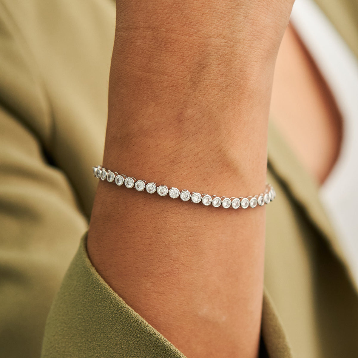 Demi-Fine Silver Round Brilliant Tennis Bracelet