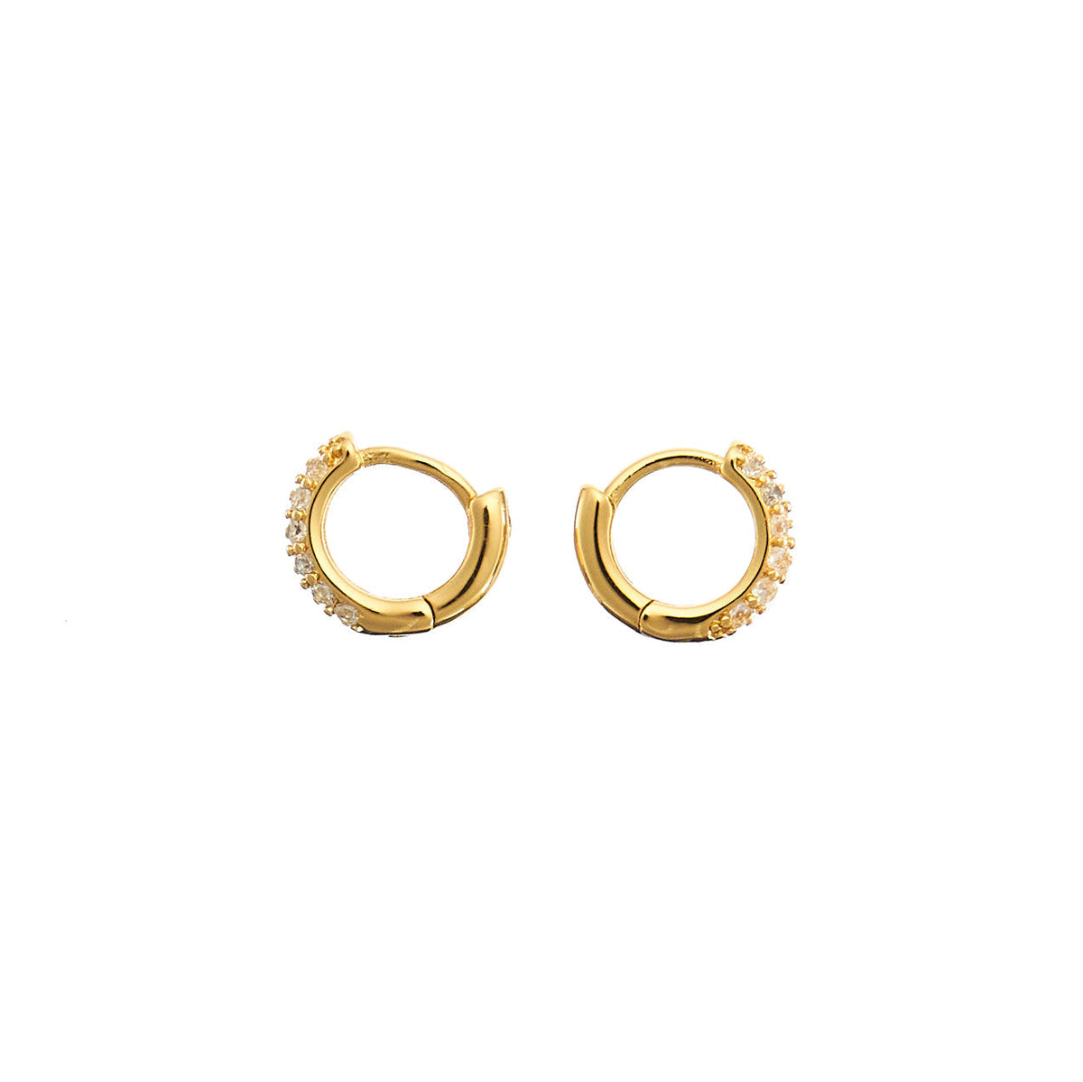 18k Gold Crystal Huggies