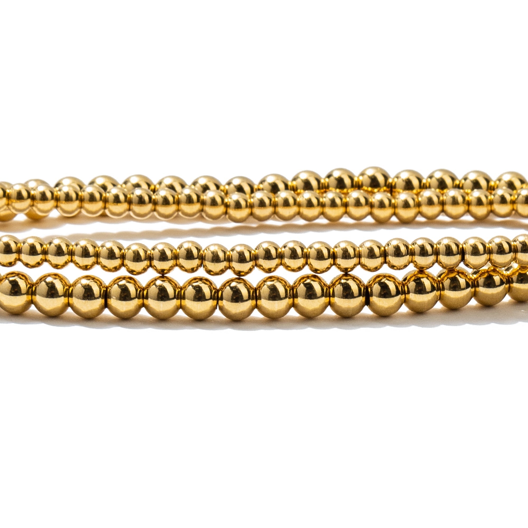 Waterproof Dainty Gold Double Beaded Bracelet Set