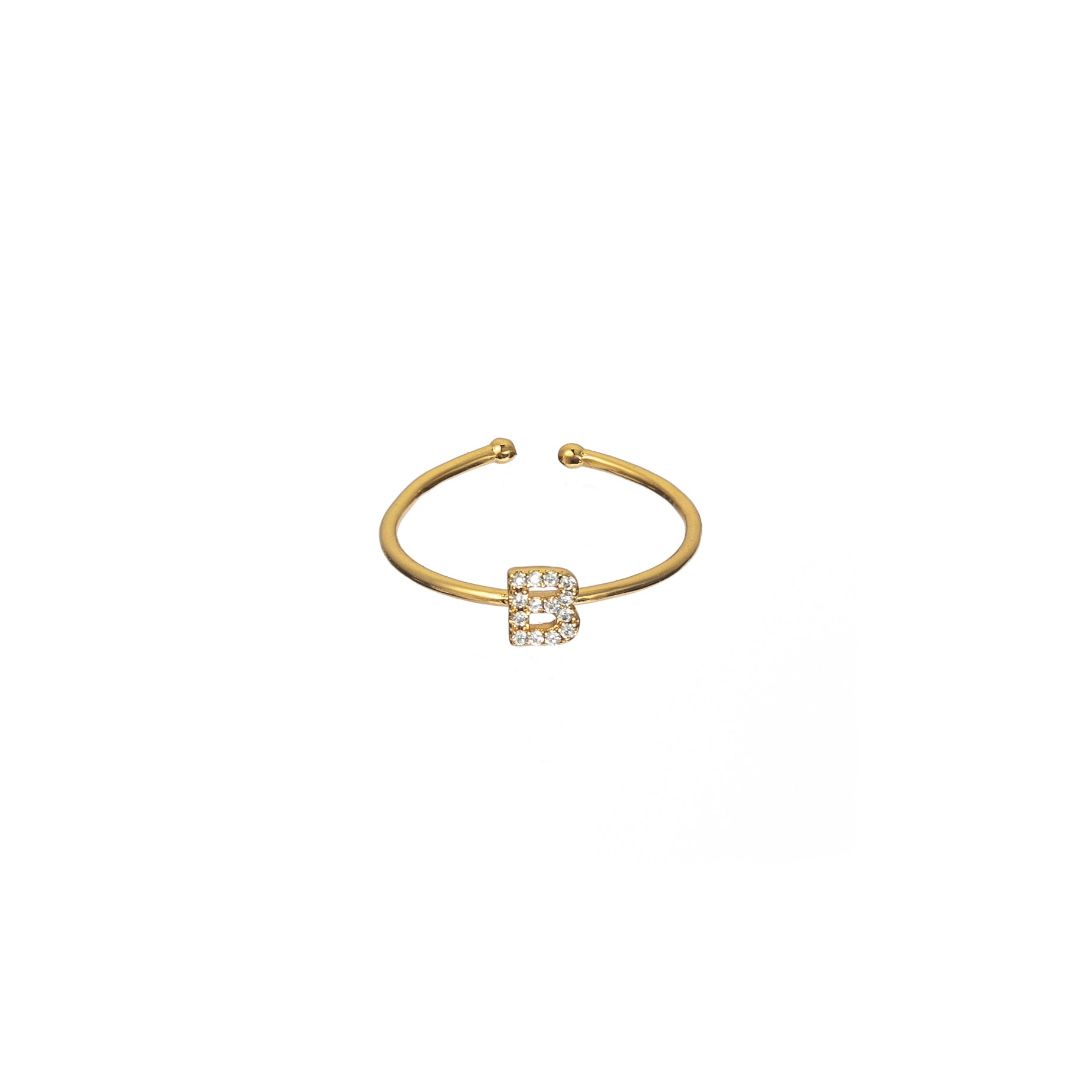 18K Gold Shiny Adjustable Initial Ring