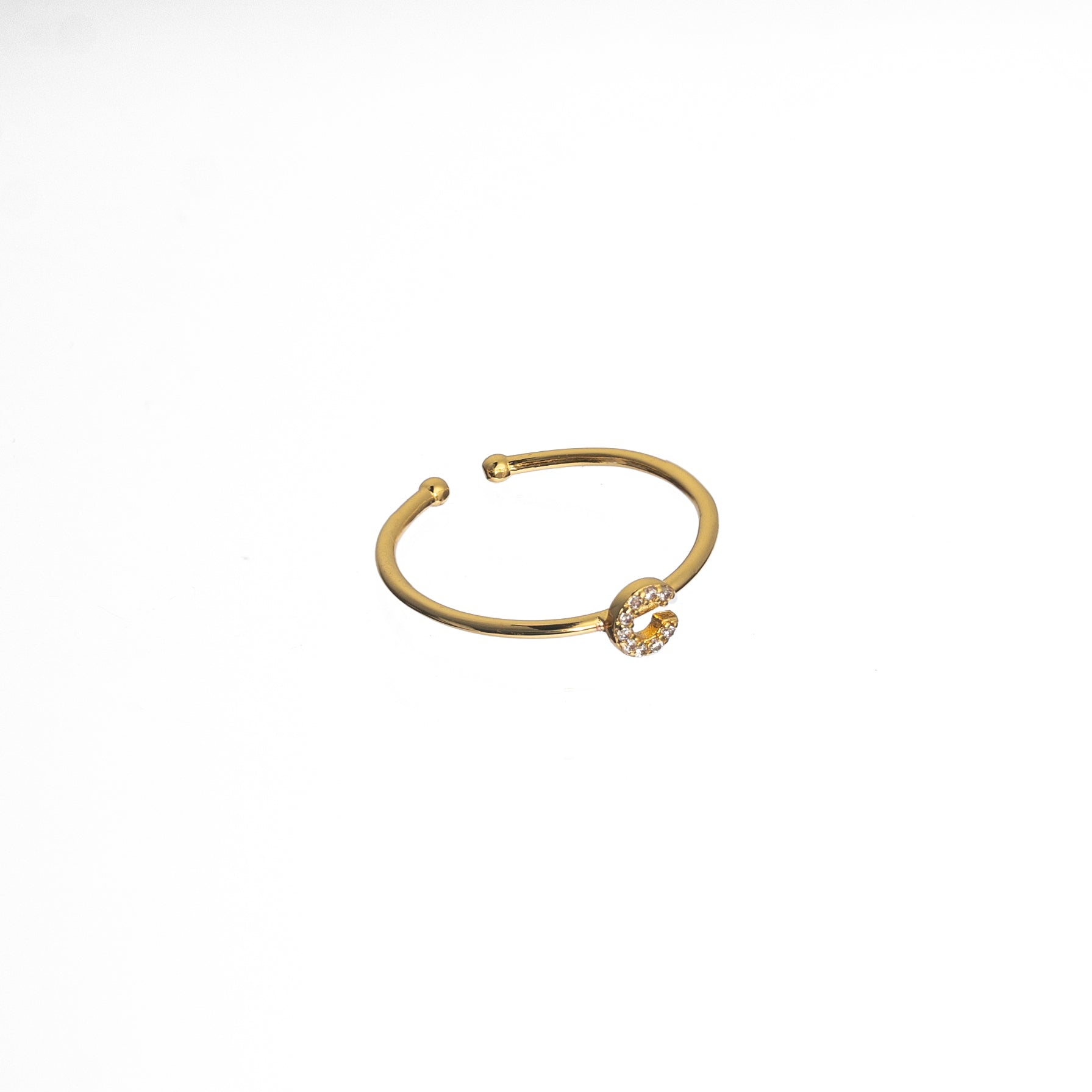 18K Gold Shiny Adjustable Initial Ring