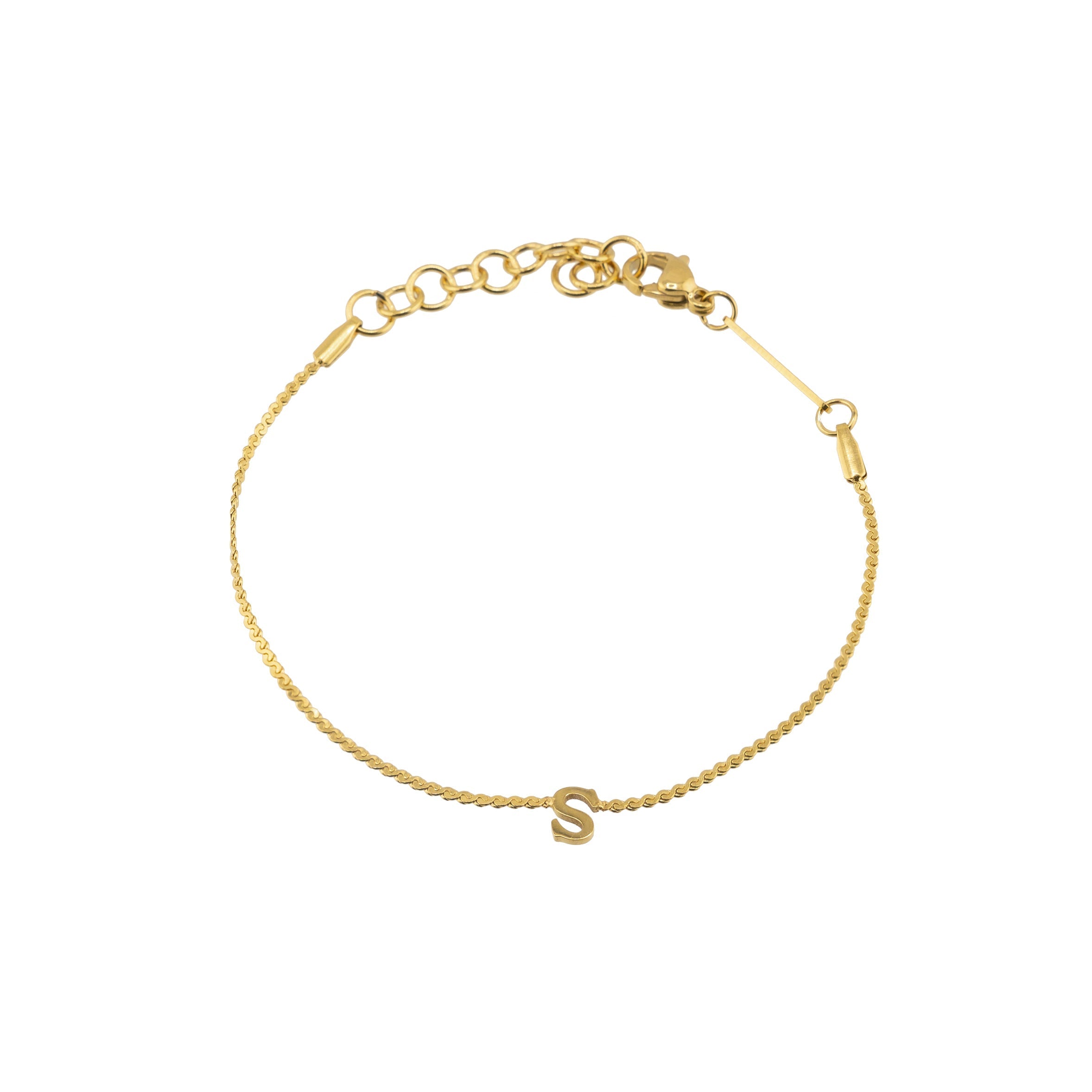 Waterproof Dainty Gold Initial Bracelet