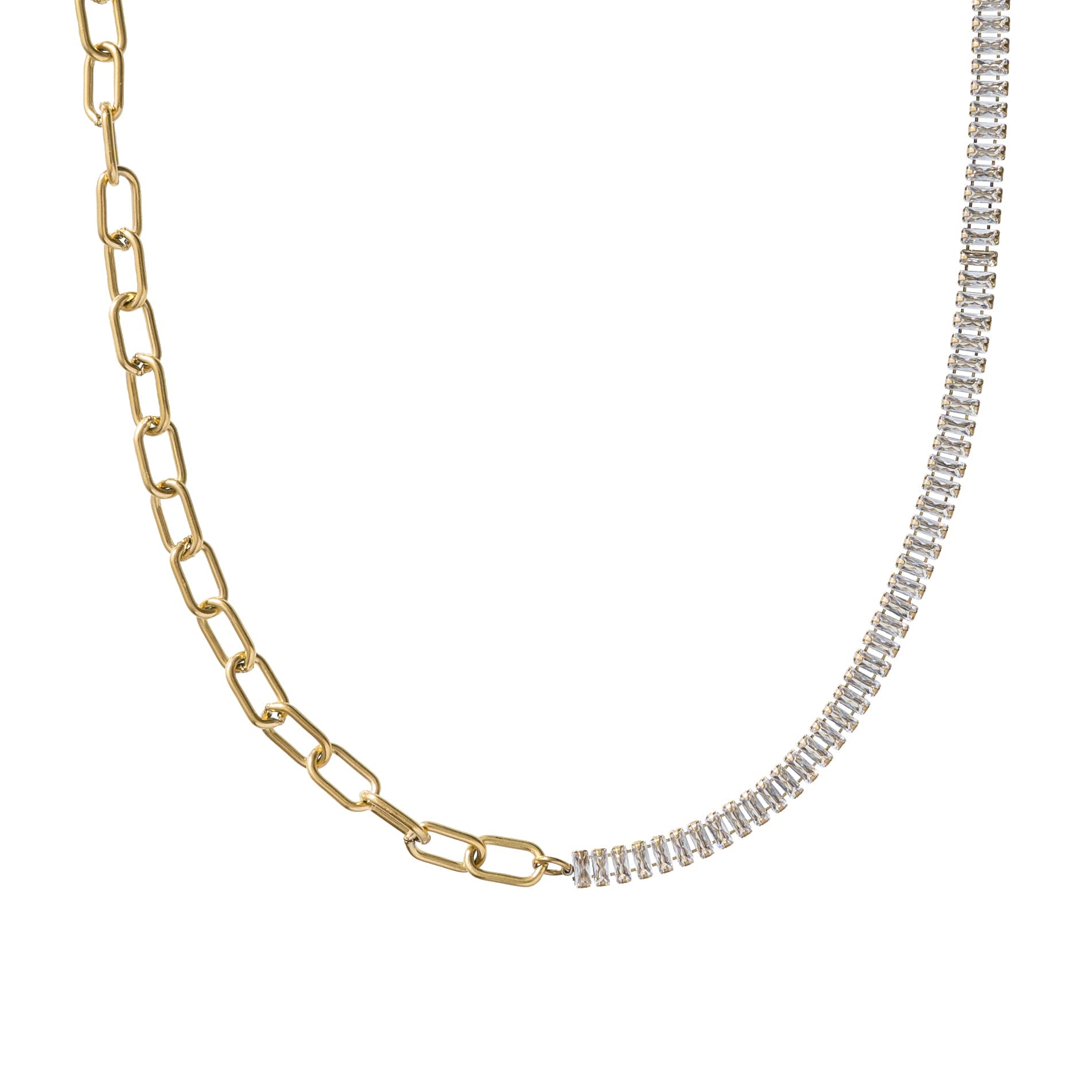 Waterproof Gold Tennis and Paperclip Choker