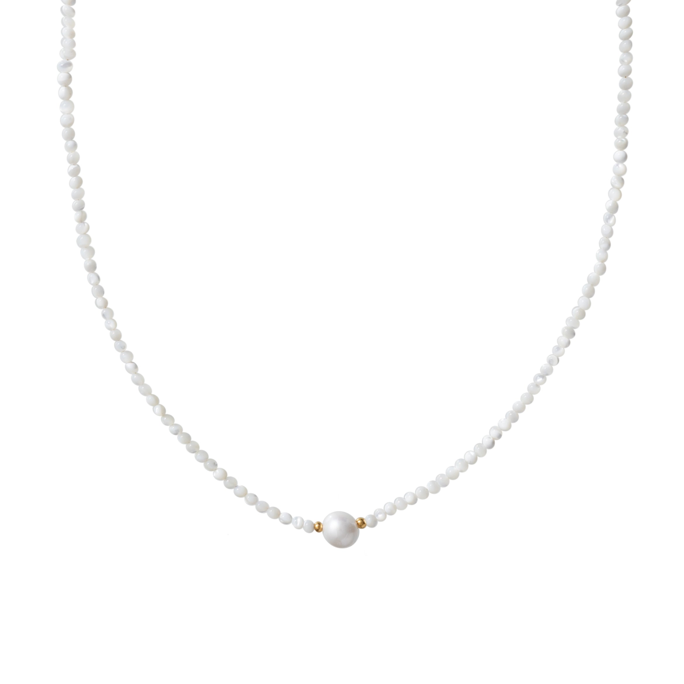 Waterproof White Thin Pearls Necklace