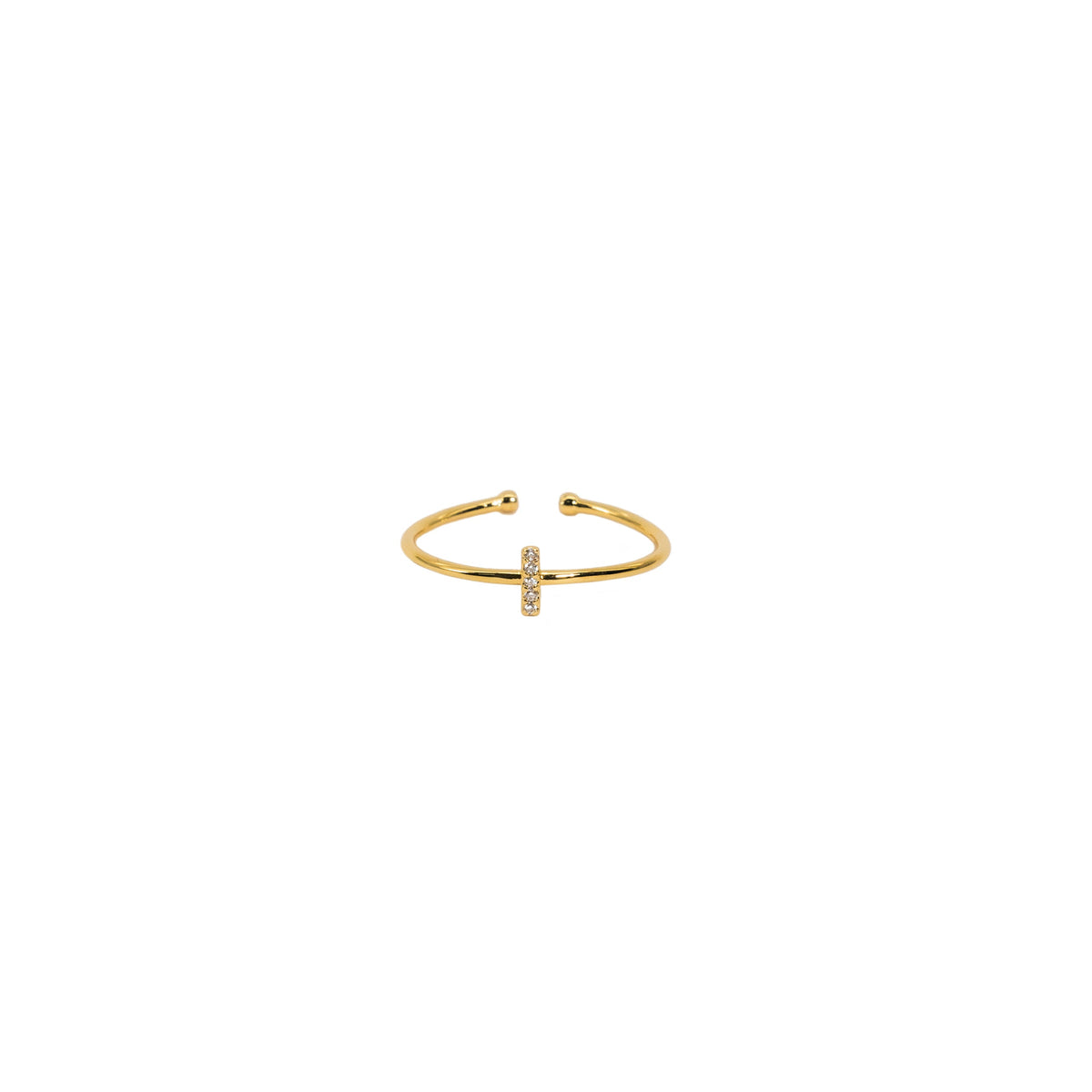18K Gold Shiny Adjustable Initial Ring