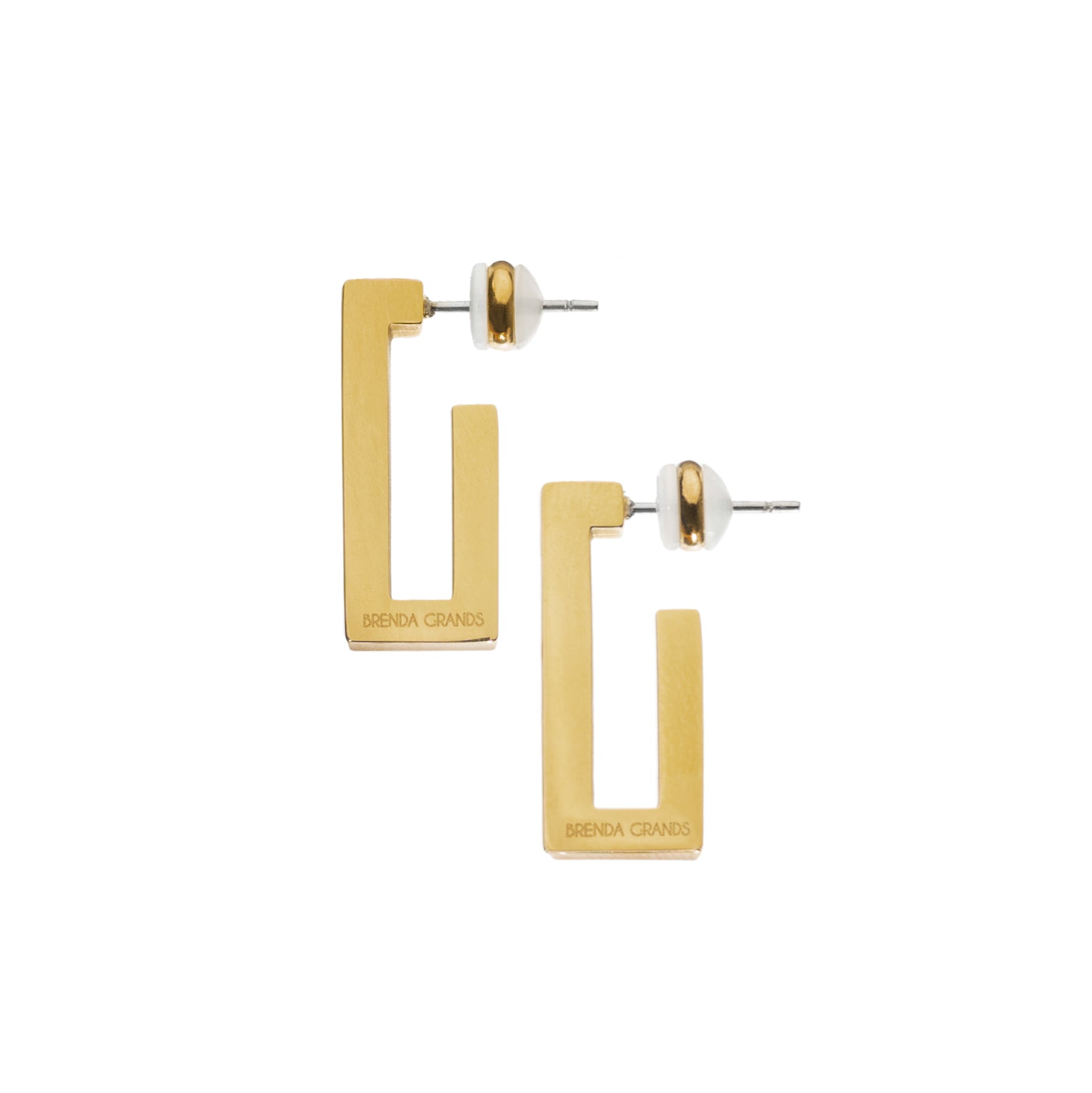 Waterproof Gold Rectanglular Hoops