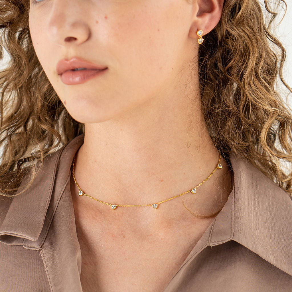 18K Gold Triangle Drop Necklace