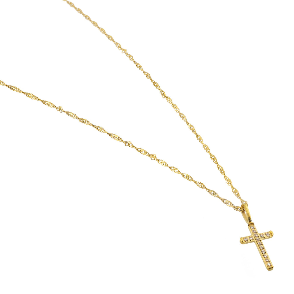 Waterproof Gold Tennis Cross Pendant Necklace