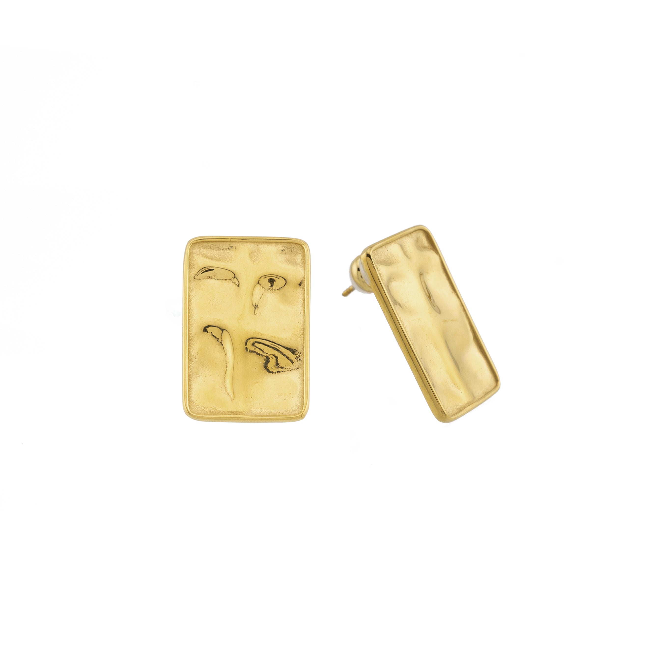 Waterproof Gold Statement Rectangular Earrings