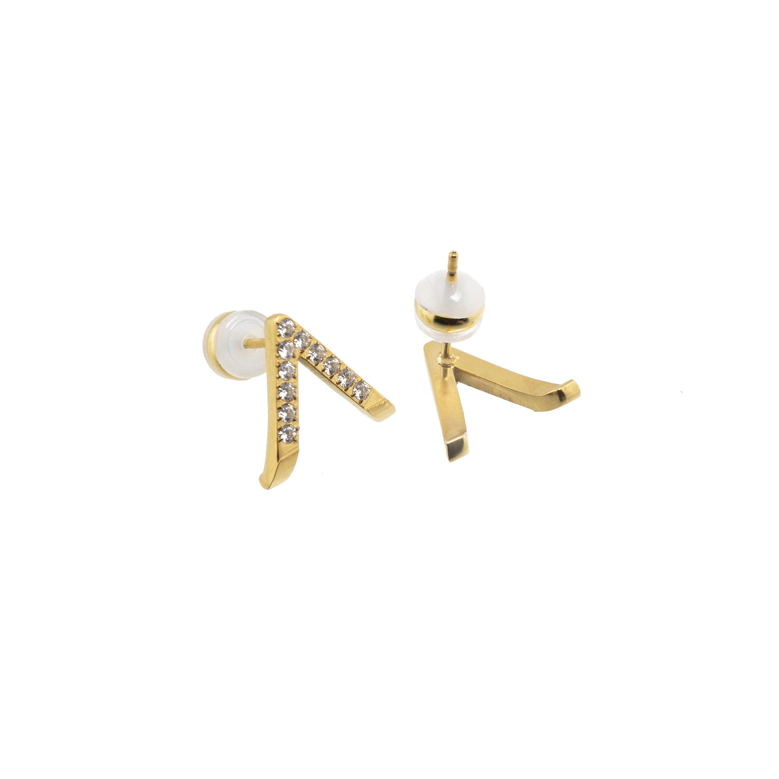 Waterproof Gold Diamond V Studs