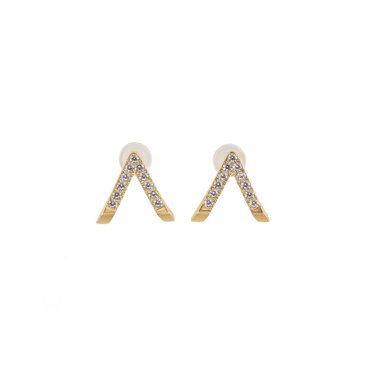 Waterproof Gold Diamond V Studs