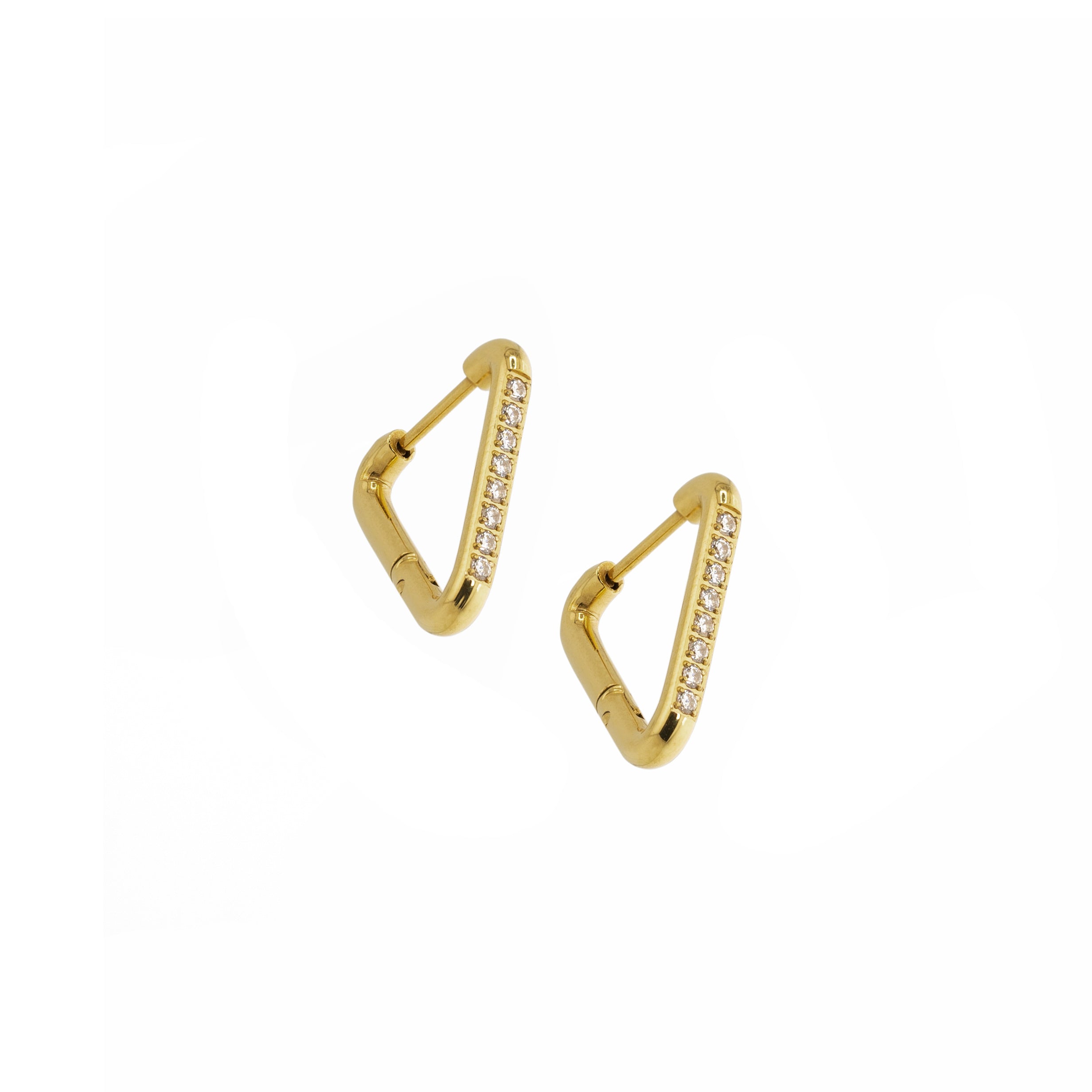 Waterproof Gold Triangle Diamond Hoops