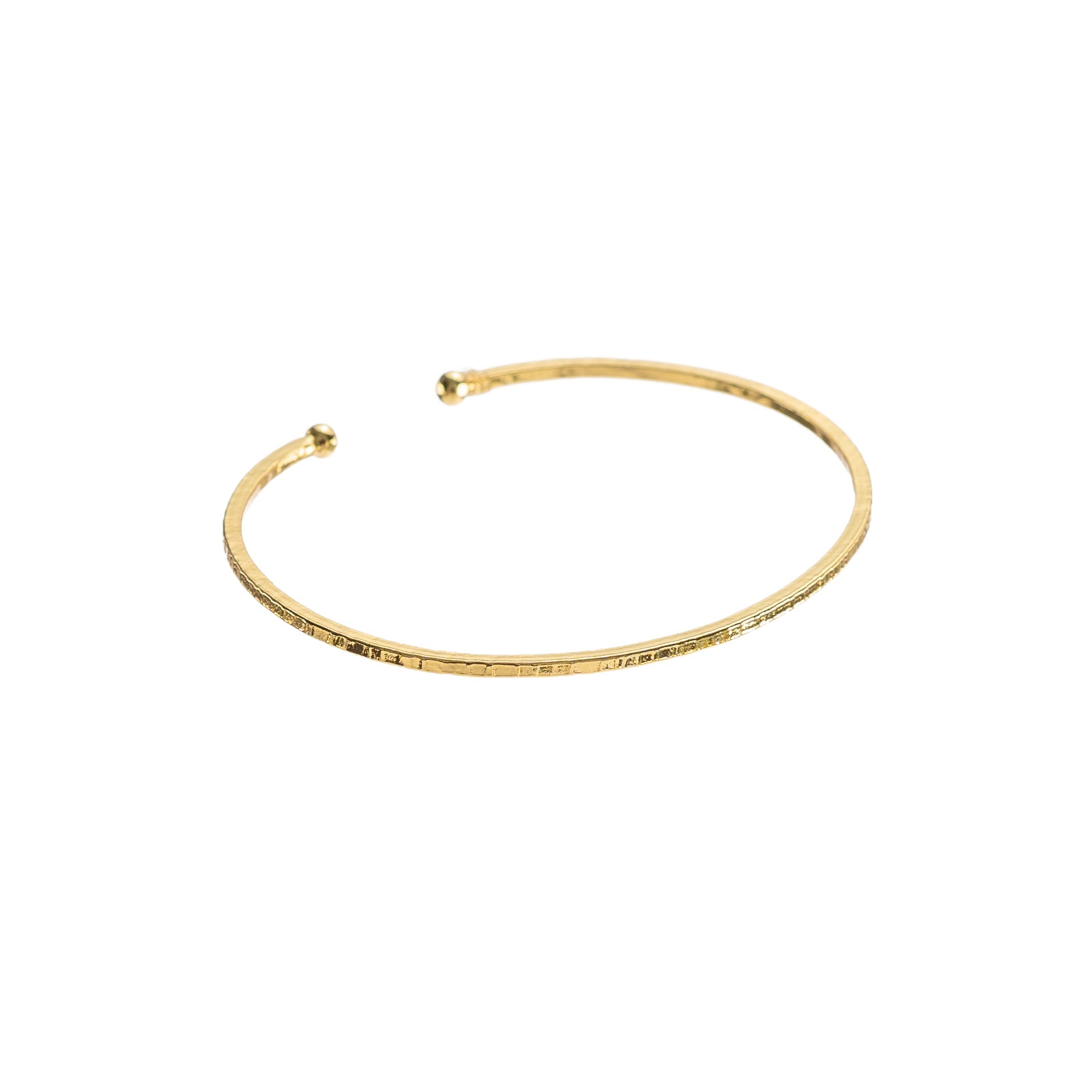 24K Gold Adjustable Thin Hammered Bangle