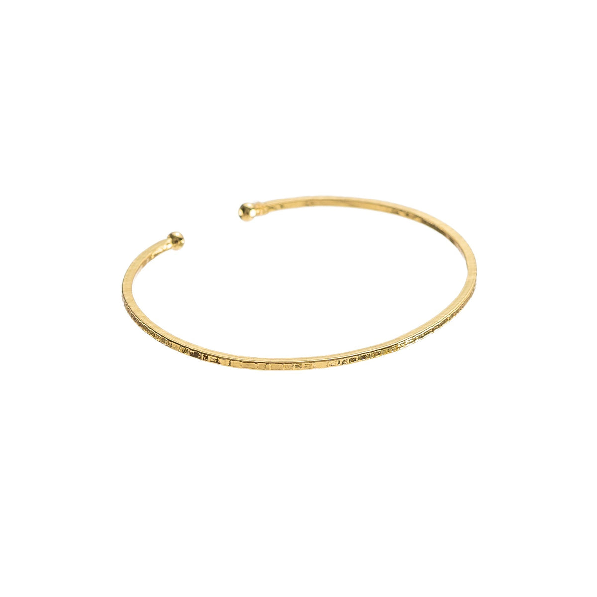 24K Gold Adjustable Thin Hammered Bangle