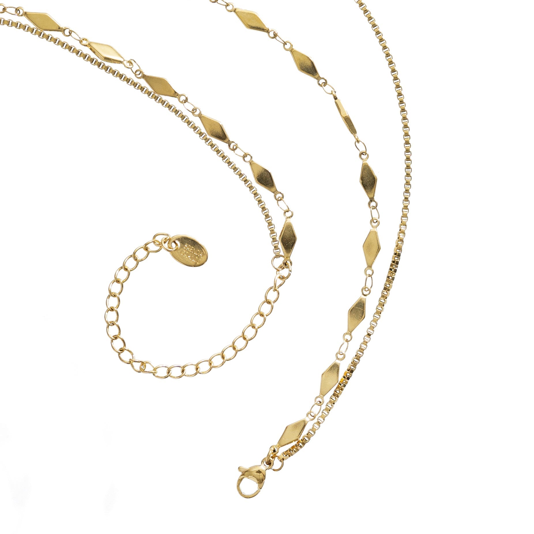 Waterproof Gold Box Chain Layered Necklace
