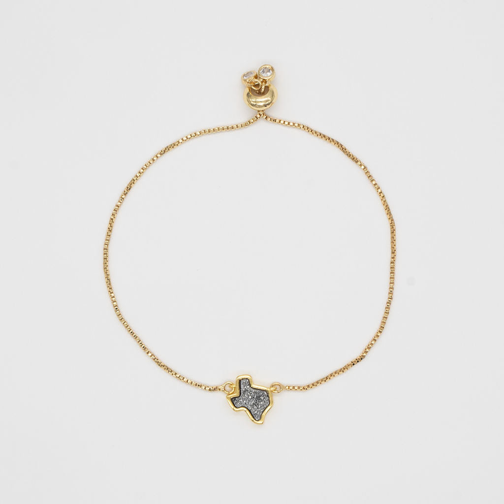 18K Gold Texas Druzy Bracelet in Silver