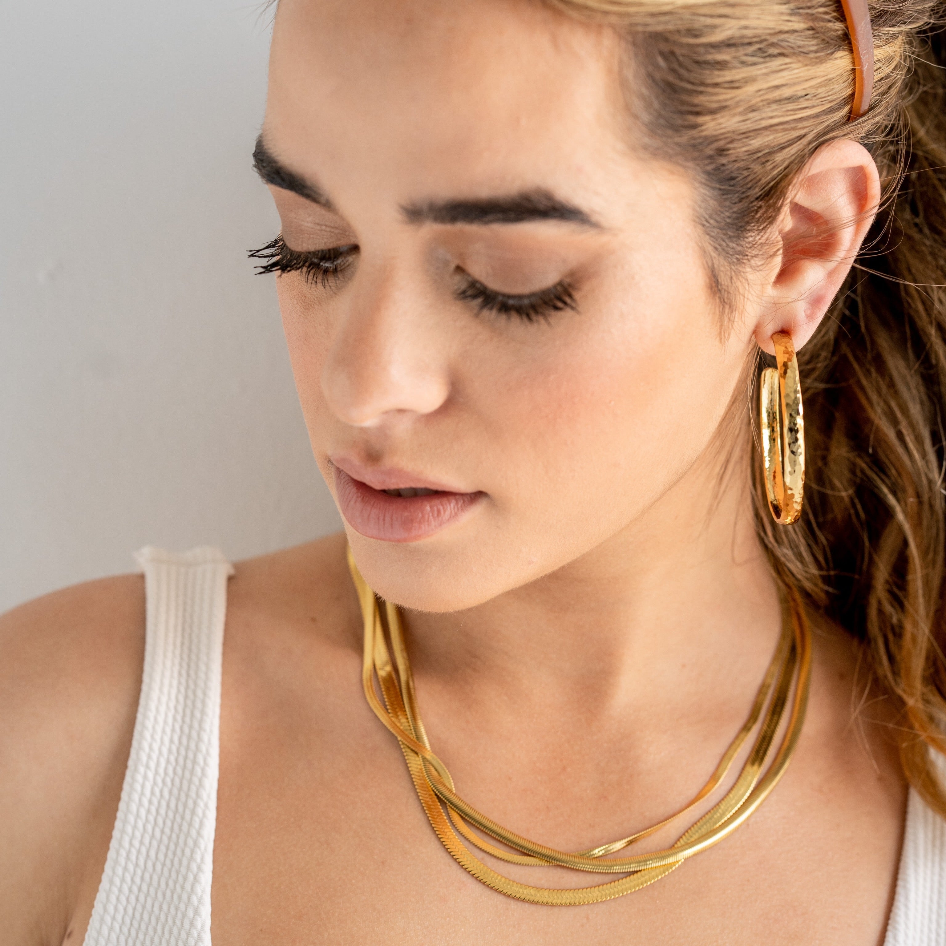 24K Gold Statement Hammered Hoops