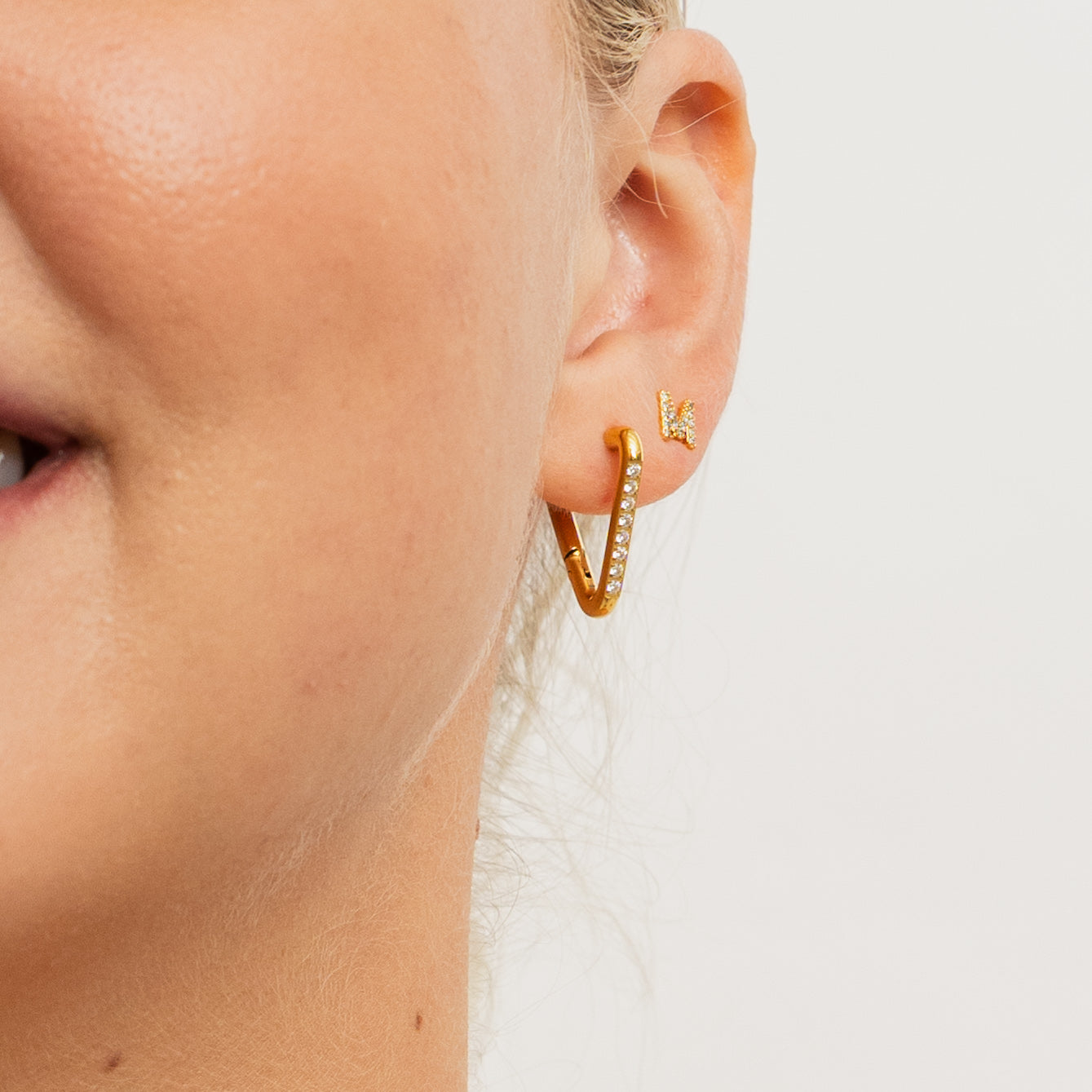 Waterproof Gold Triangle Diamond Hoops