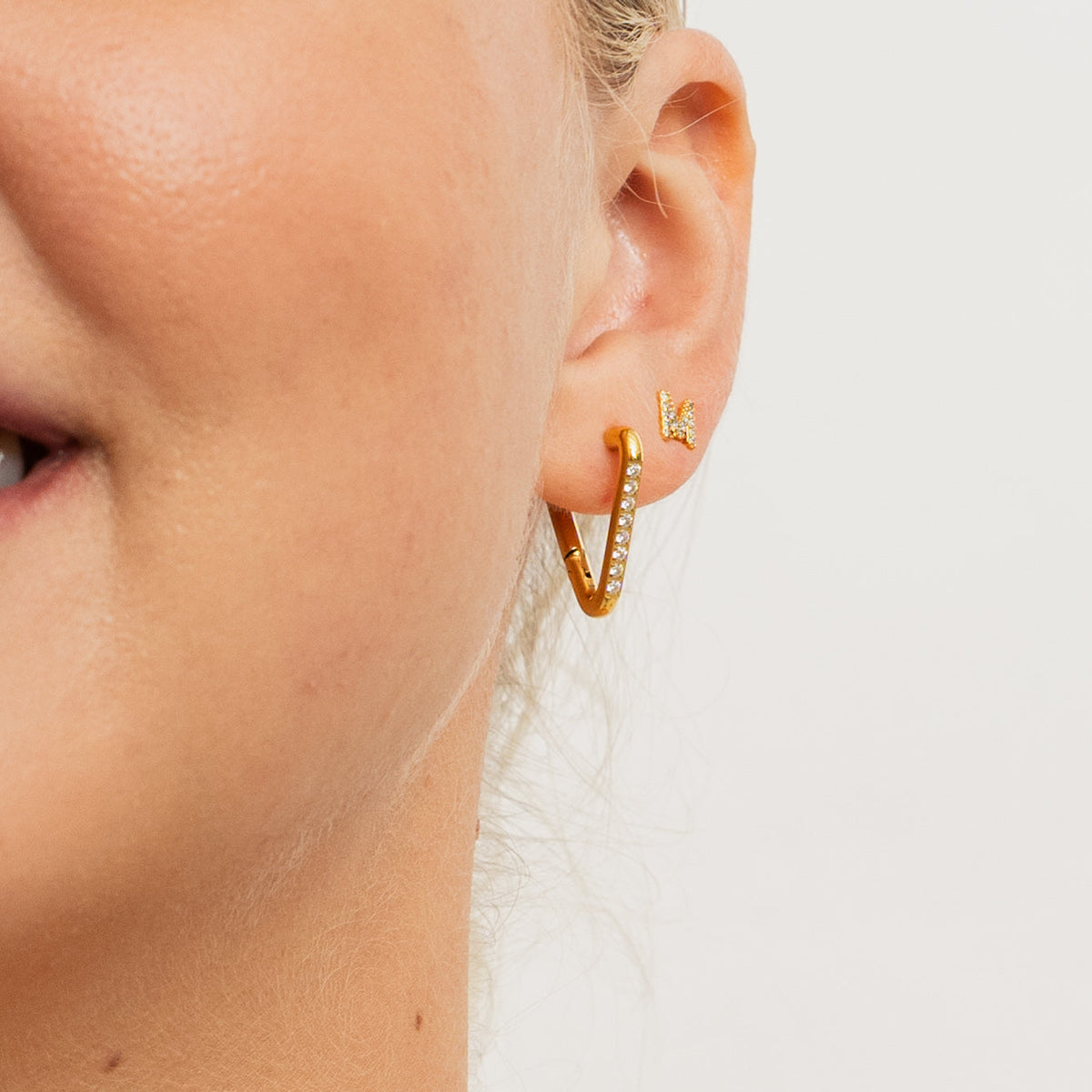 Waterproof Gold Triangle Tennis Hoops