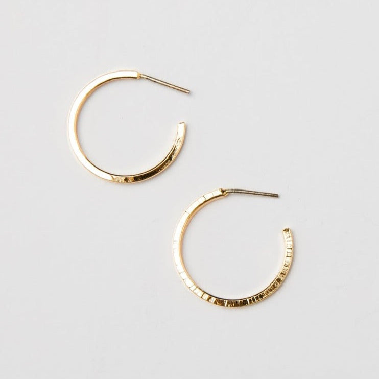 24K Gold Mini Thin Hammered Hoops