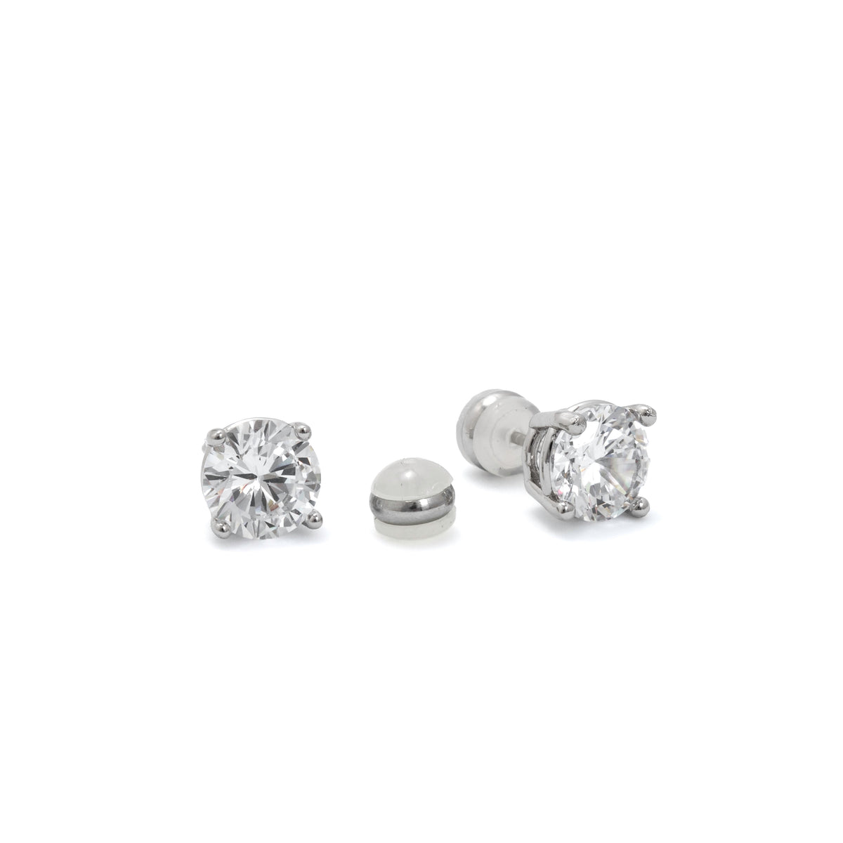 Demi-Fine 8mm Round Solitaire Stud Earrings – Silver