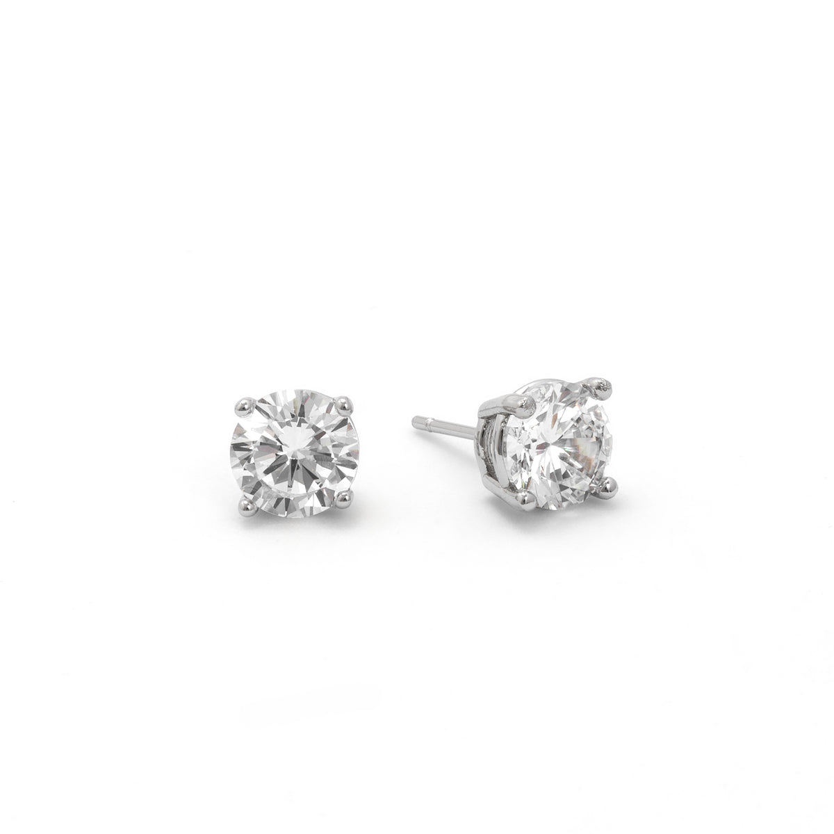 Demi-Fine 8mm Round Solitaire Stud Earrings – Silver