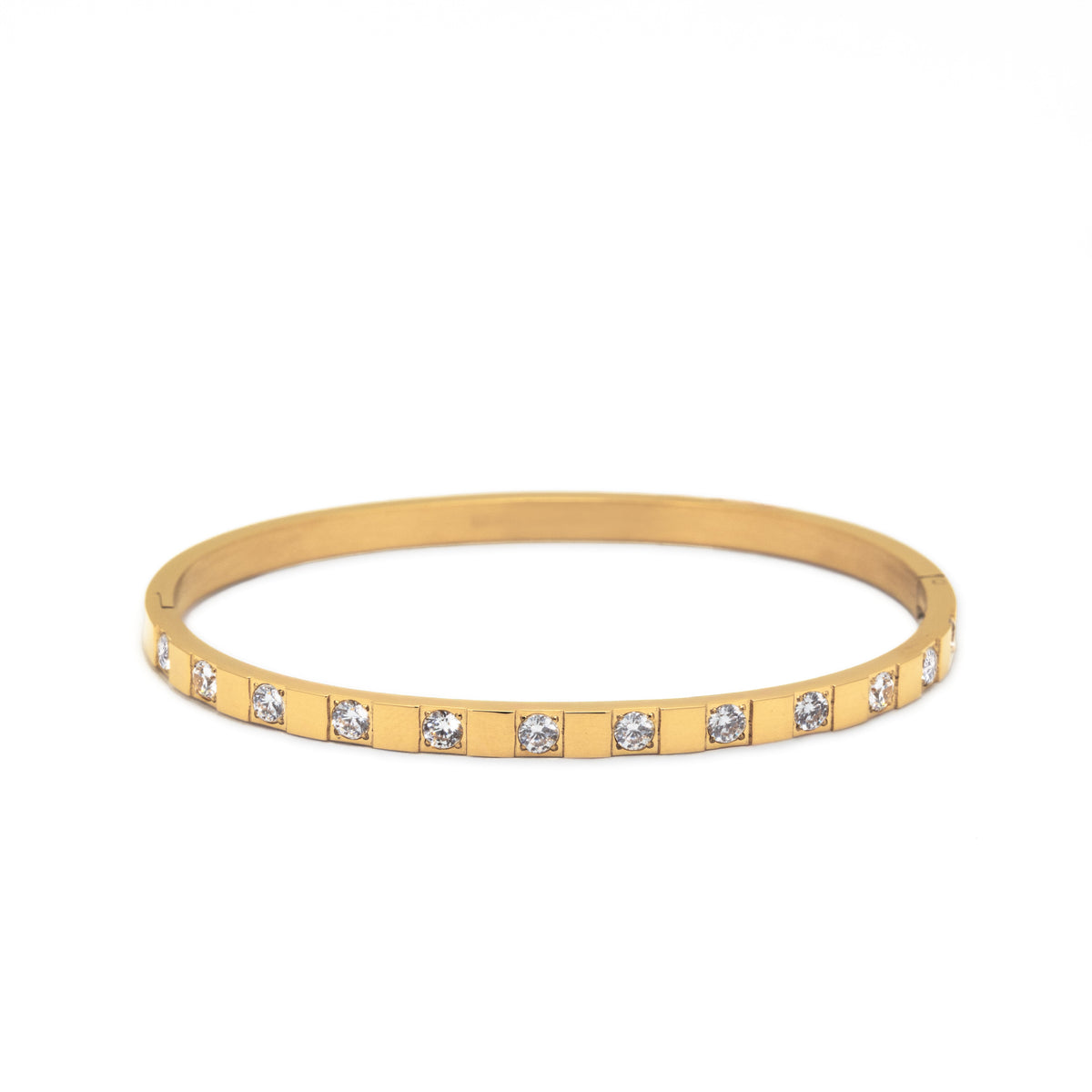 Waterproof Gold Structured Tennis Bangle