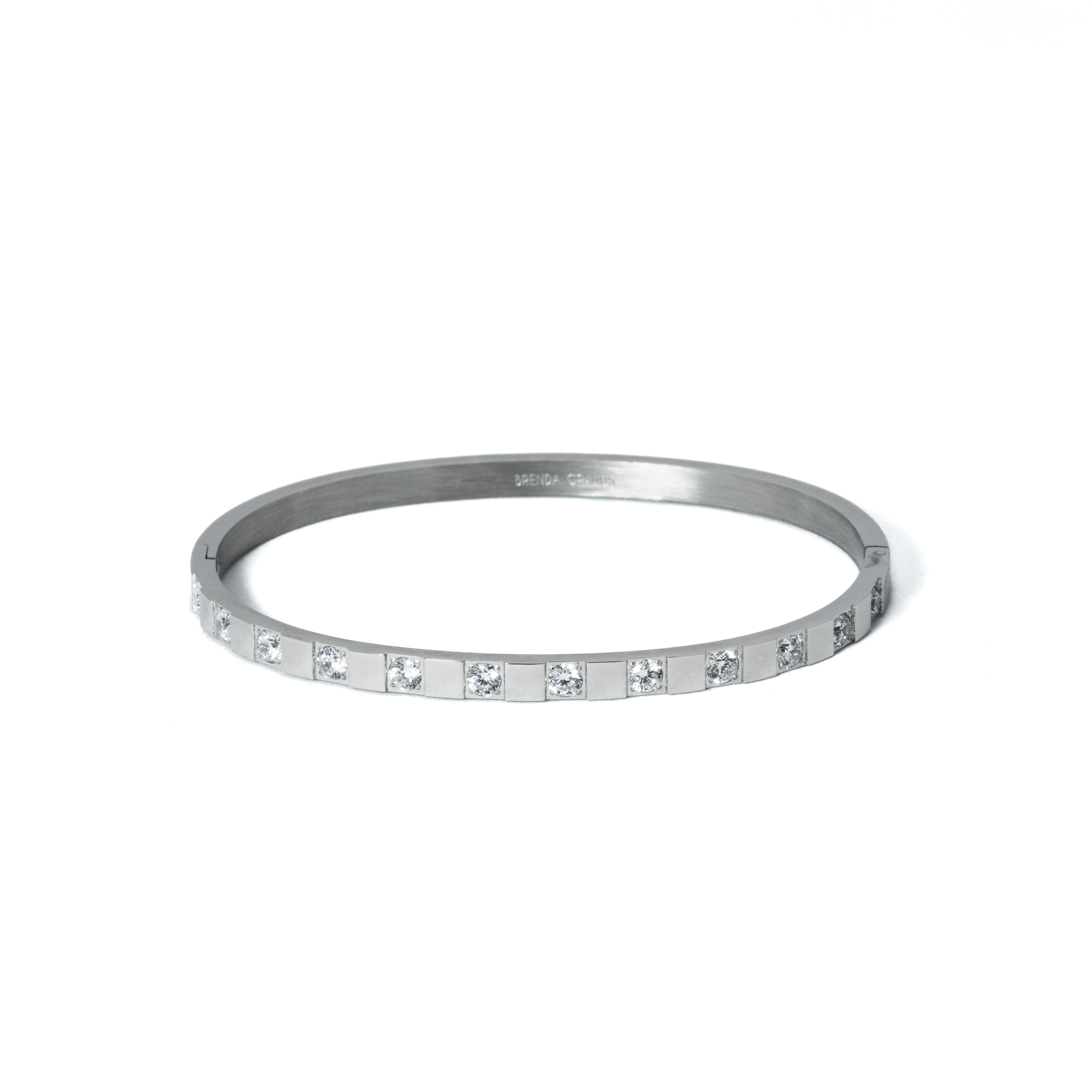 Waterproof Silver Structured Tennis Bangle
