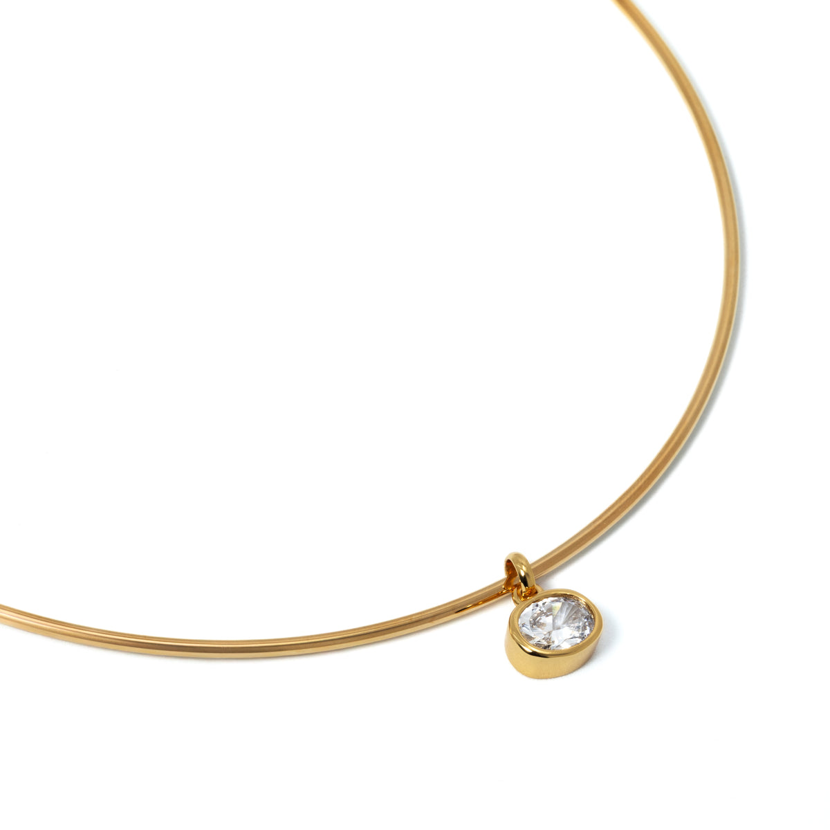 18K Gold Oval Crystal Collar Necklace