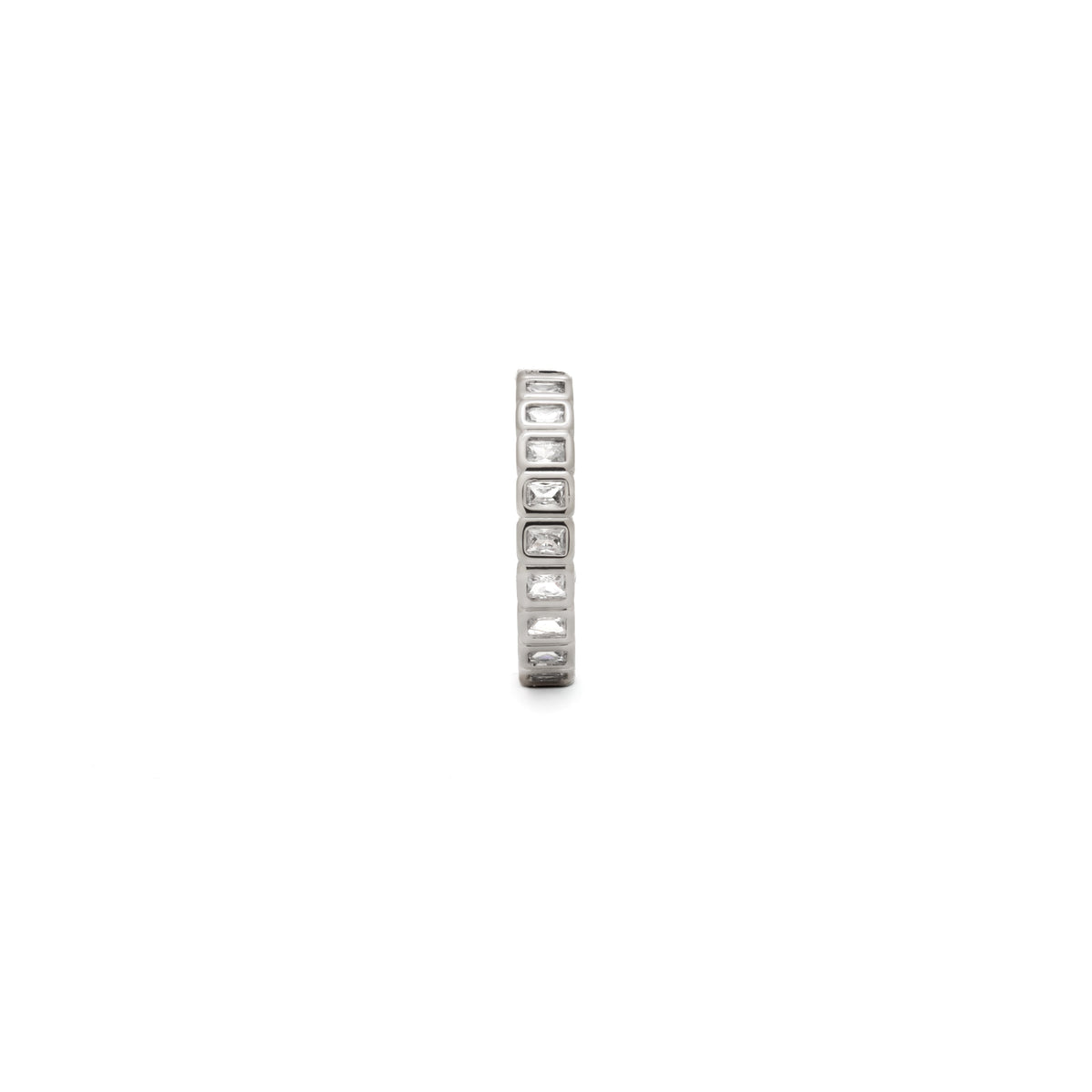 Silver Tennis Emerald Cut Ring