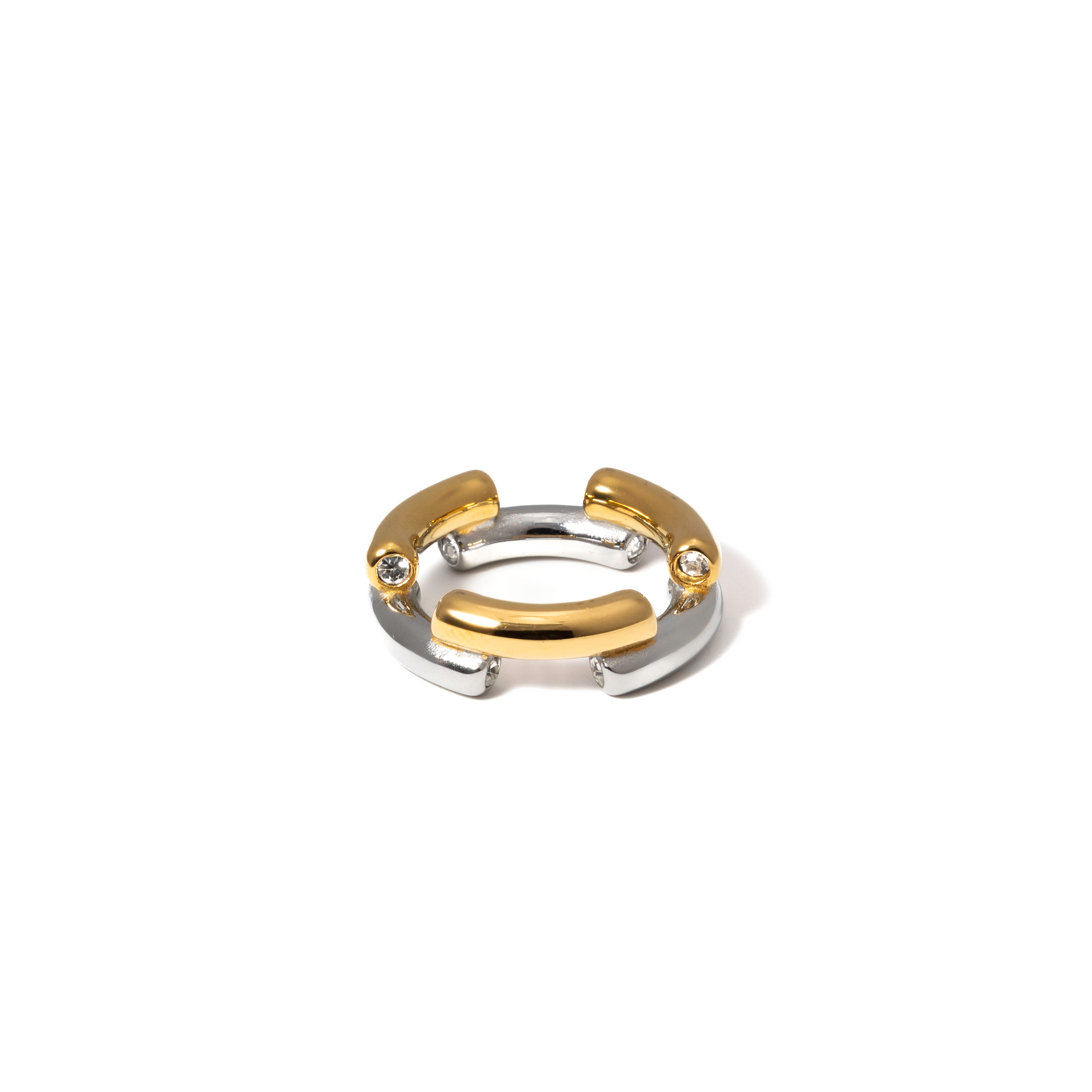 Waterproof Two-Tone Crystal Tennis Statement Ring