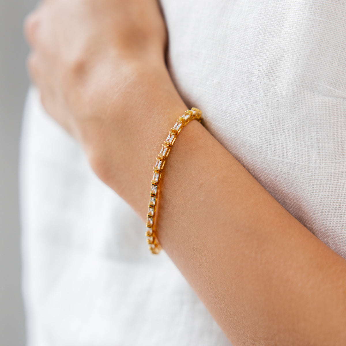 18K Gold Baguette Tennis Bracelet