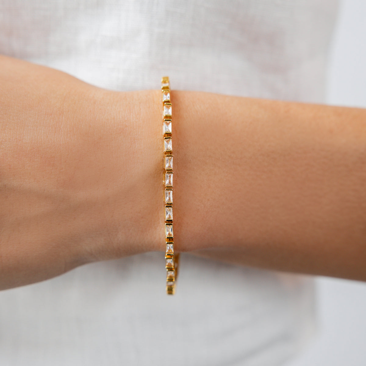 18K Gold Baguette Tennis Bracelet