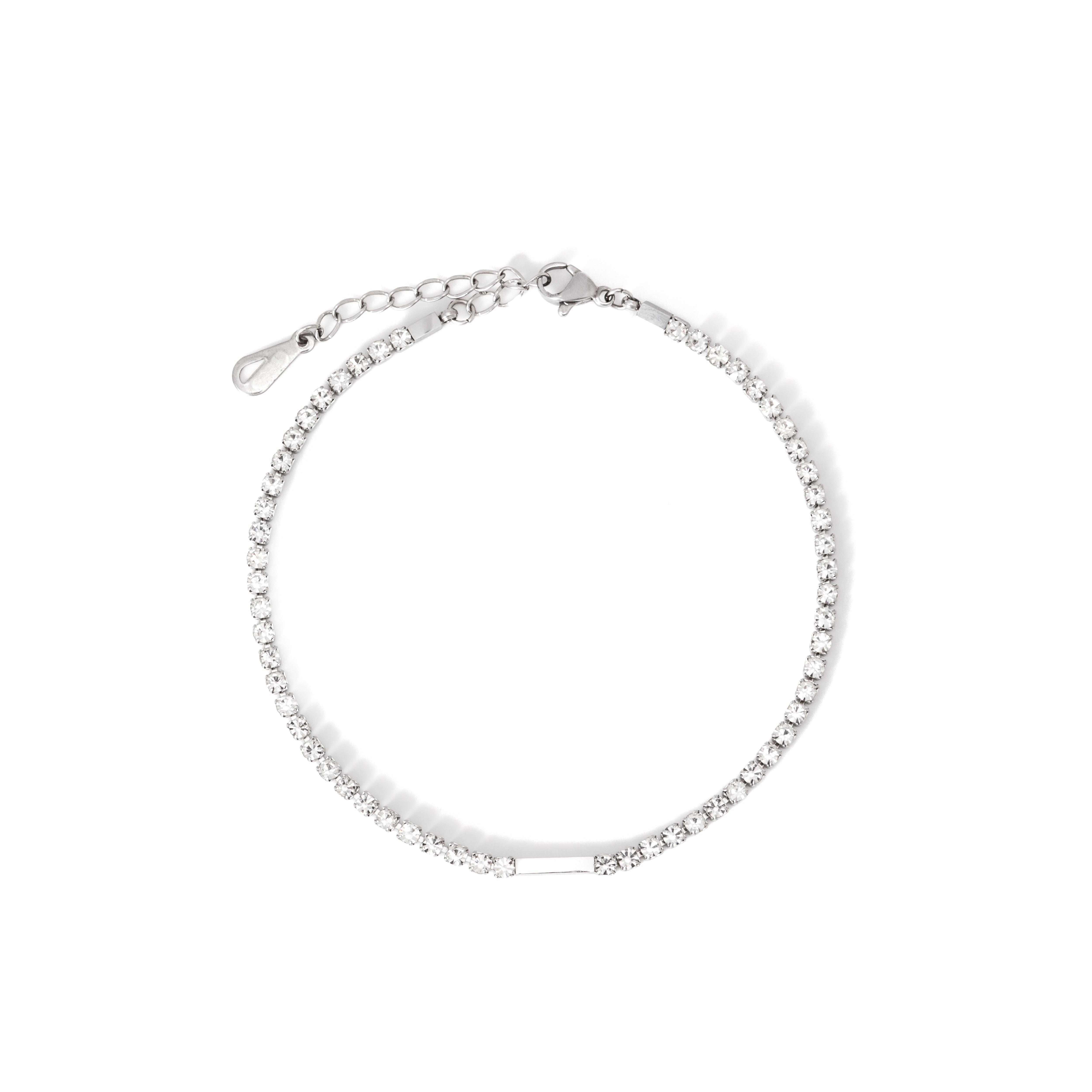 Waterproof Silver Diamond Tennis Anklet