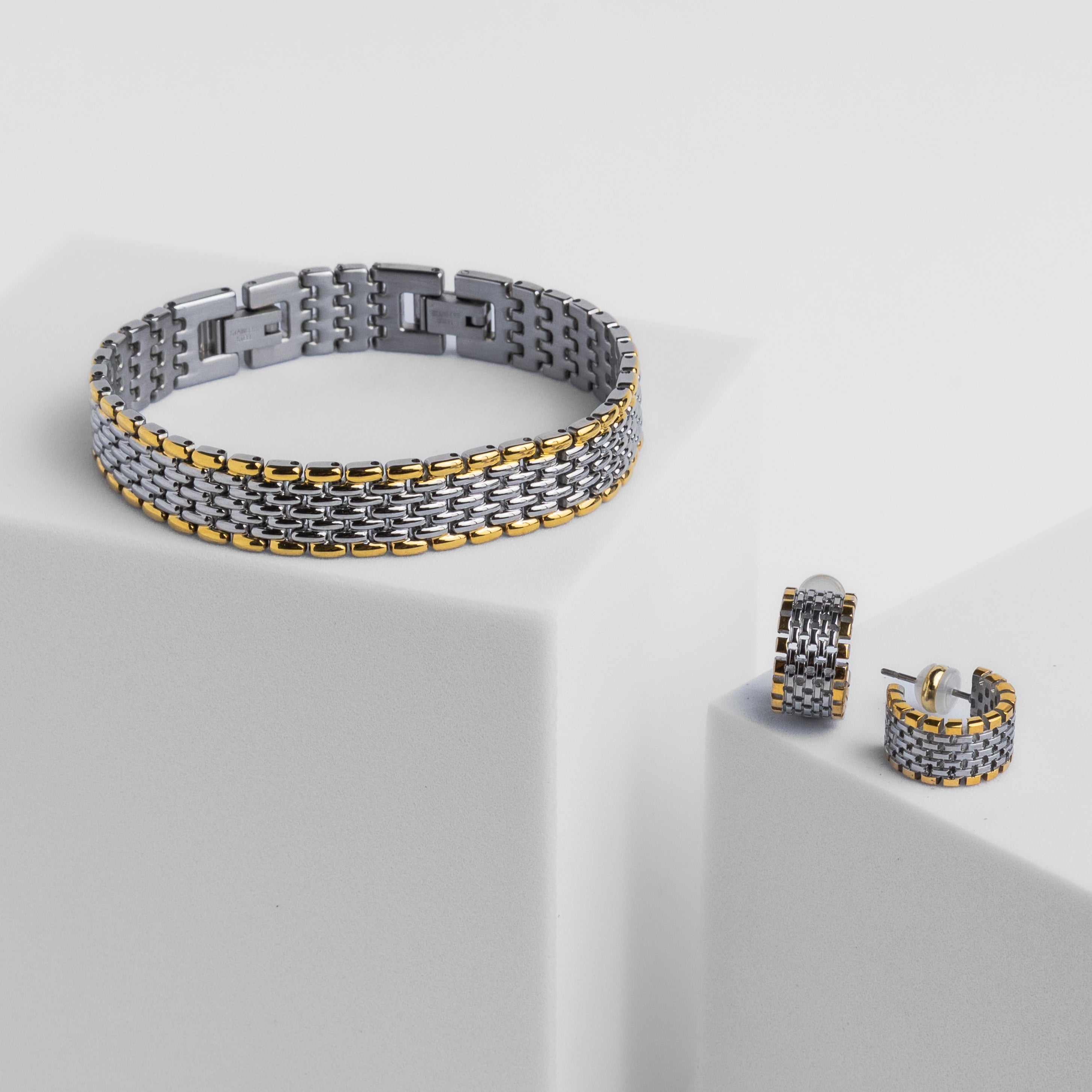 Waterproof Two‑Tone Watch Hoops