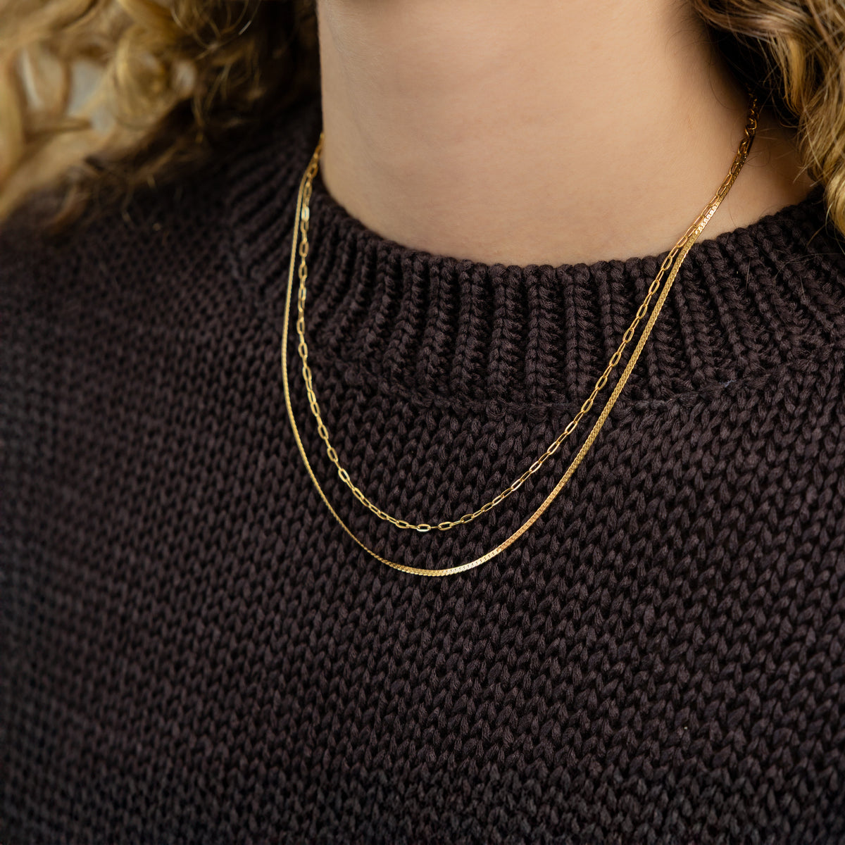 Waterproof Gold Double Layer Paperclip Necklace
